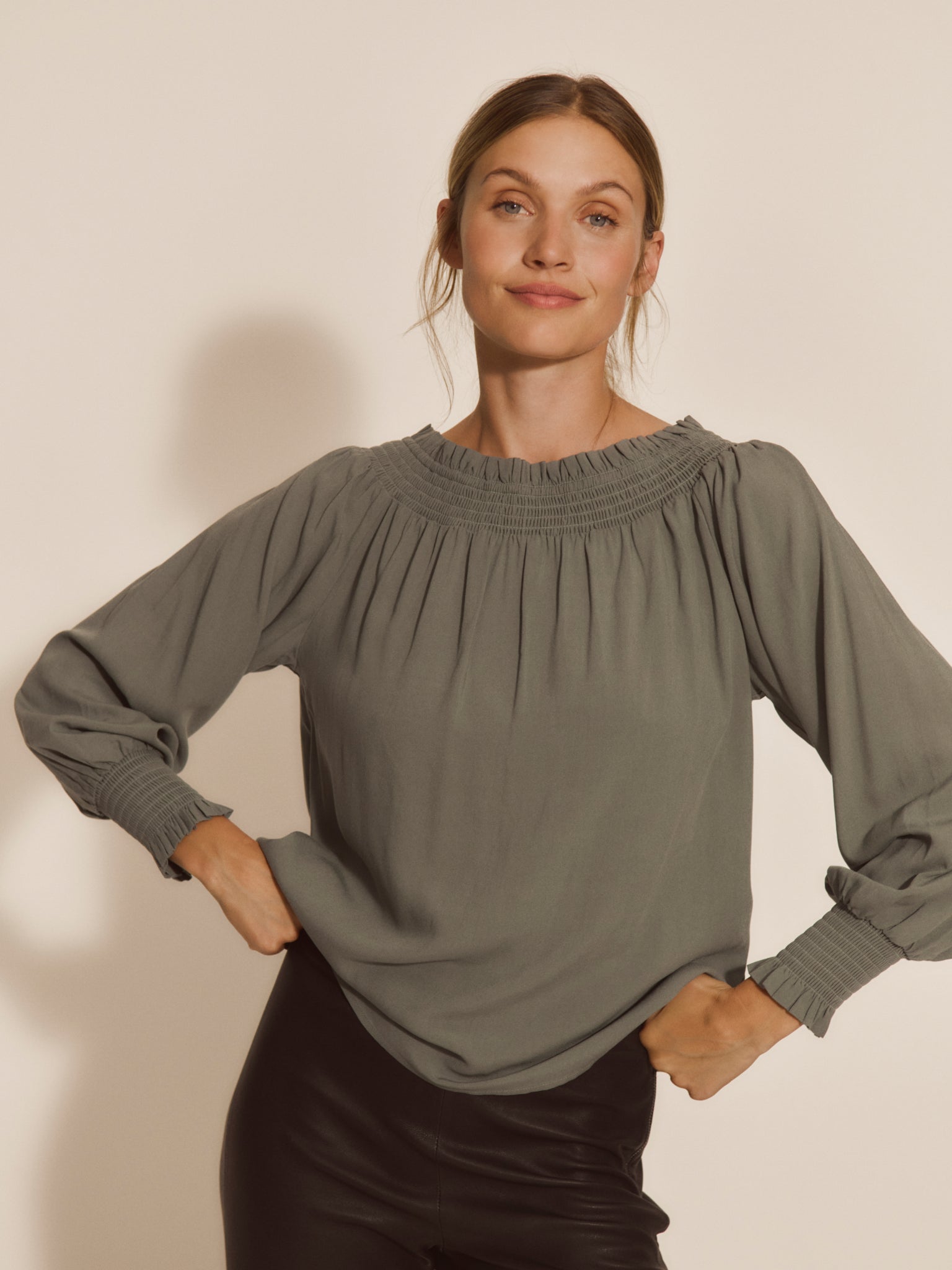 RWElif Long sleeve Off Shoulder Smock Blouse