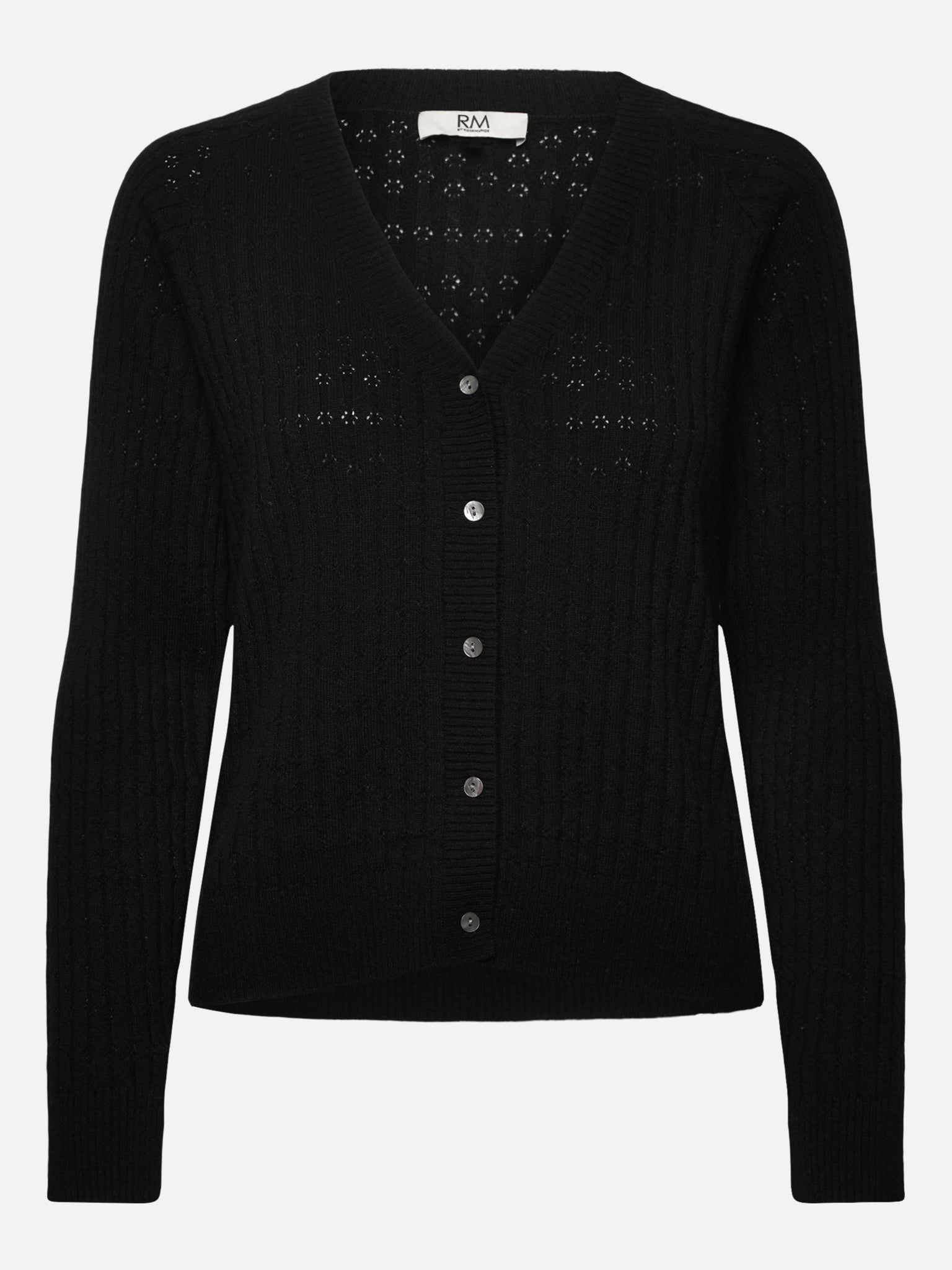 RMWSofia Pointelle LS Cardigan CARDIGAN Rosemunde Woman XS black