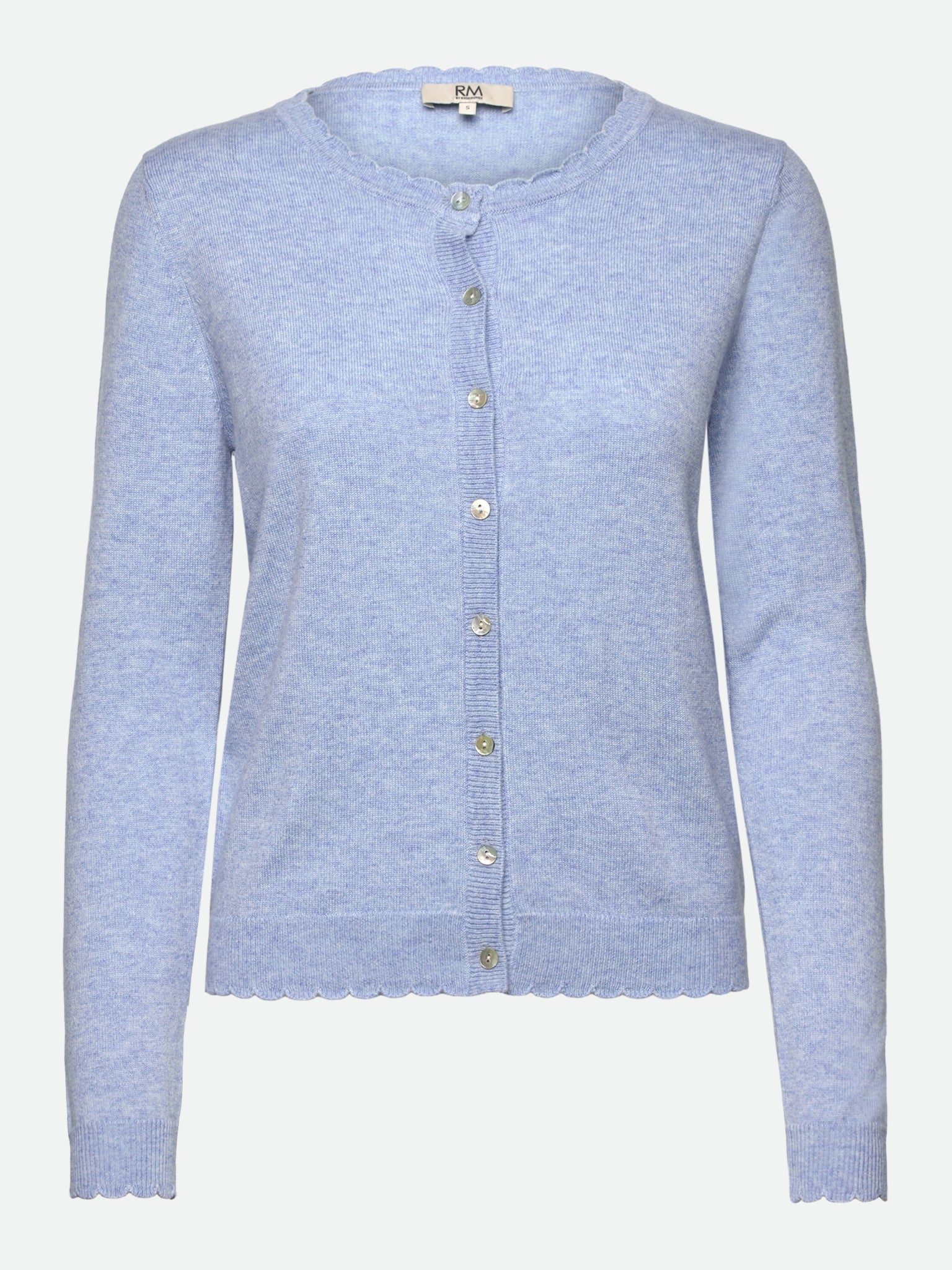 RMWSofia Wool LS Scallop Edge Short Cardigan CARDIGAN Rosemunde Woman XS kentucky blue melange
