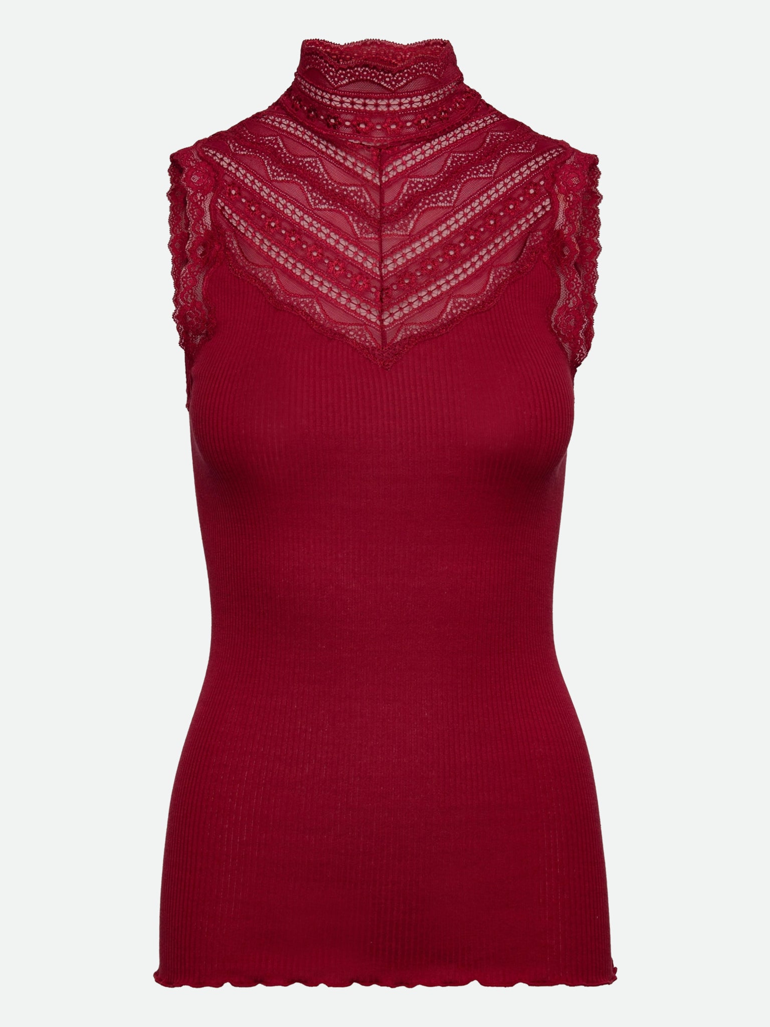 RWBenita Silk SL Turtleneck Lace Top TOP Rosemunde Woman XS karanda red