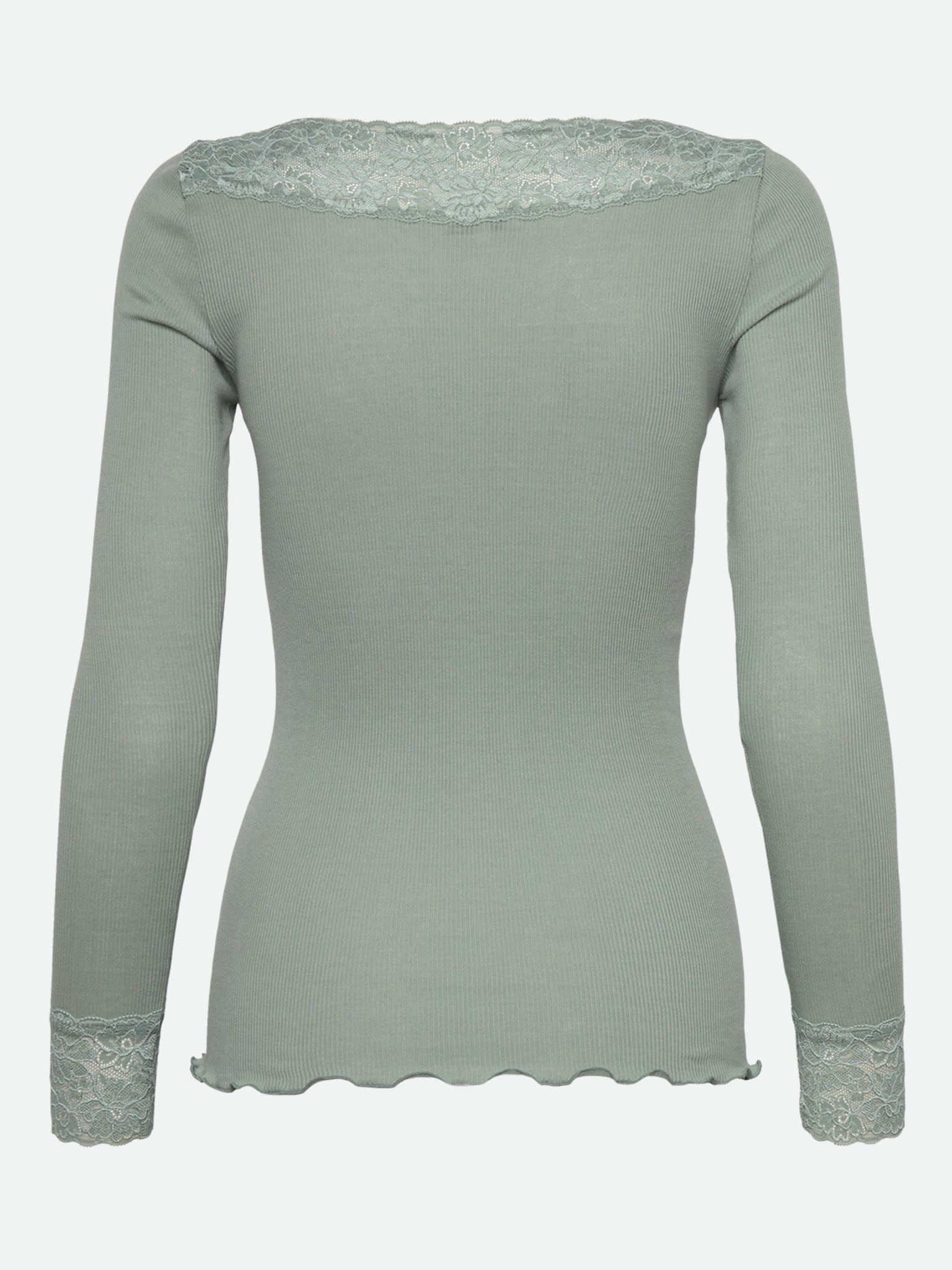 RWBernadine økologisk T-shirt med lang ærme og V-udskæring i blonder