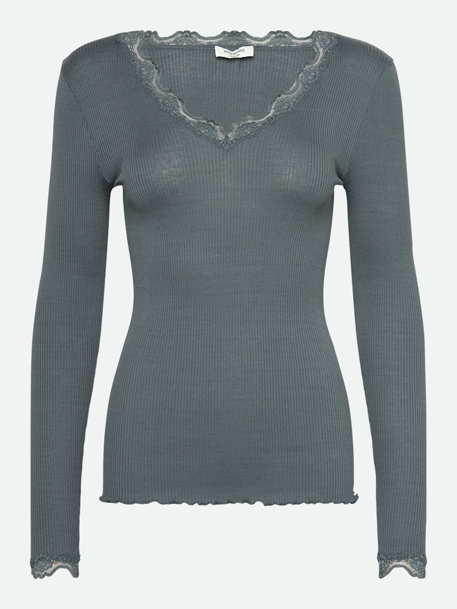 RWBeatha Silk LS V-neck Lace T-shirt T-SHIRT LS Rosemunde Woman XS stormy weather