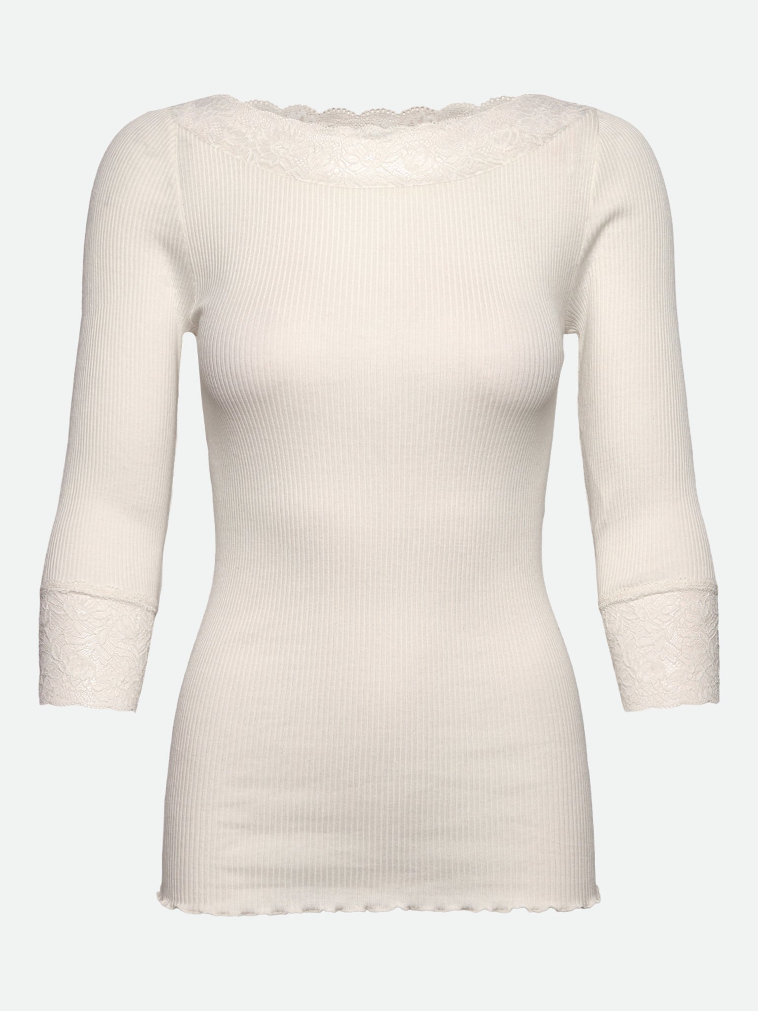 RWBeatha Silk 3/4 Sleeve Boatneck Lace T-shirt T-SHIRT LS Rosemunde Woman XS ivory