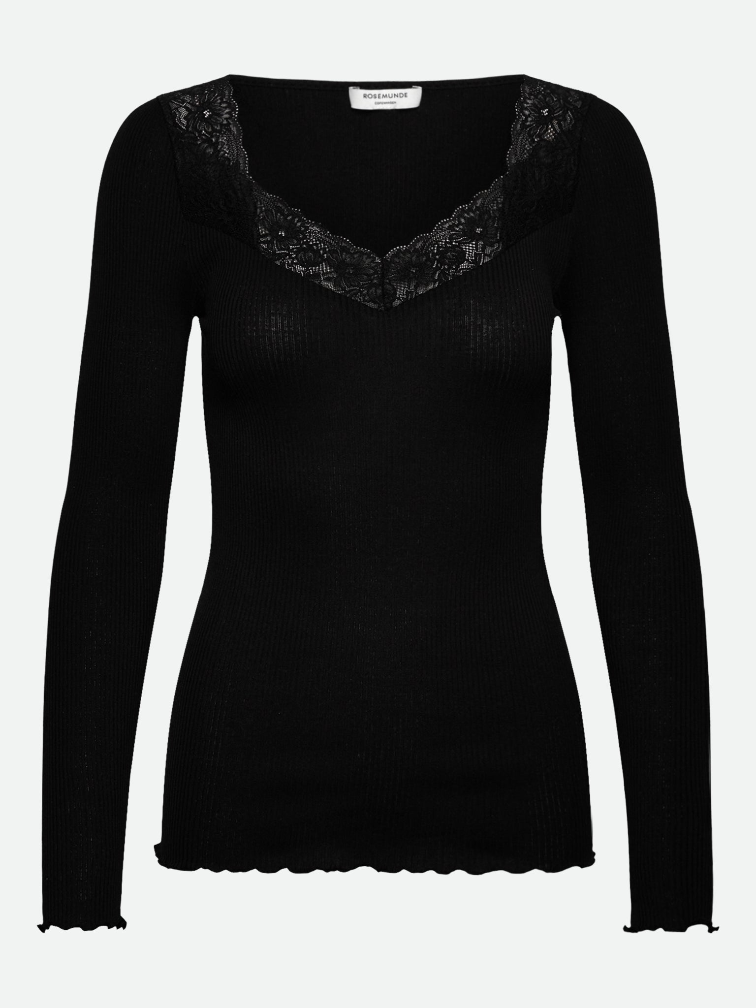 RWBeatha Silk LS Lace T-shirt T-SHIRT LS Rosemunde Woman XS black