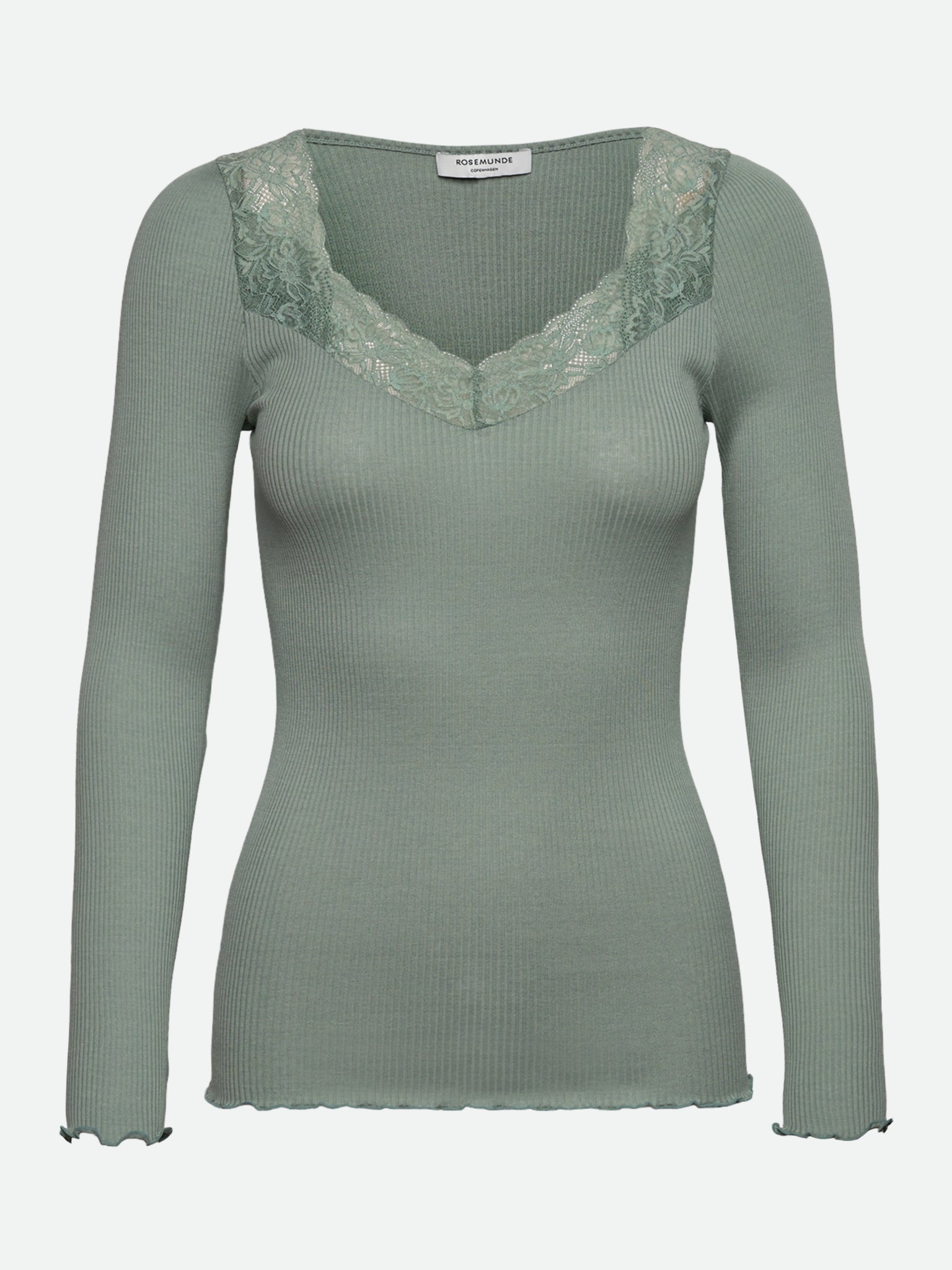 RWBeatha Silk LS Lace T-shirt T-SHIRT LS Rosemunde Woman S green milieu