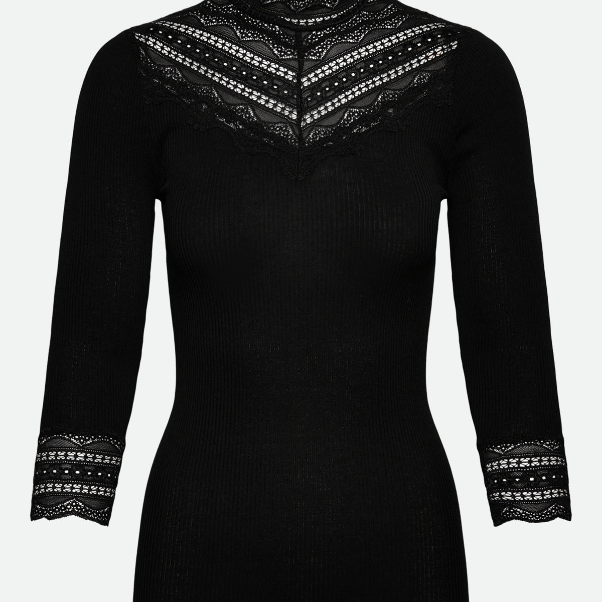 RWBenita Silk 3/4 Turtleneck Lace T-shirt