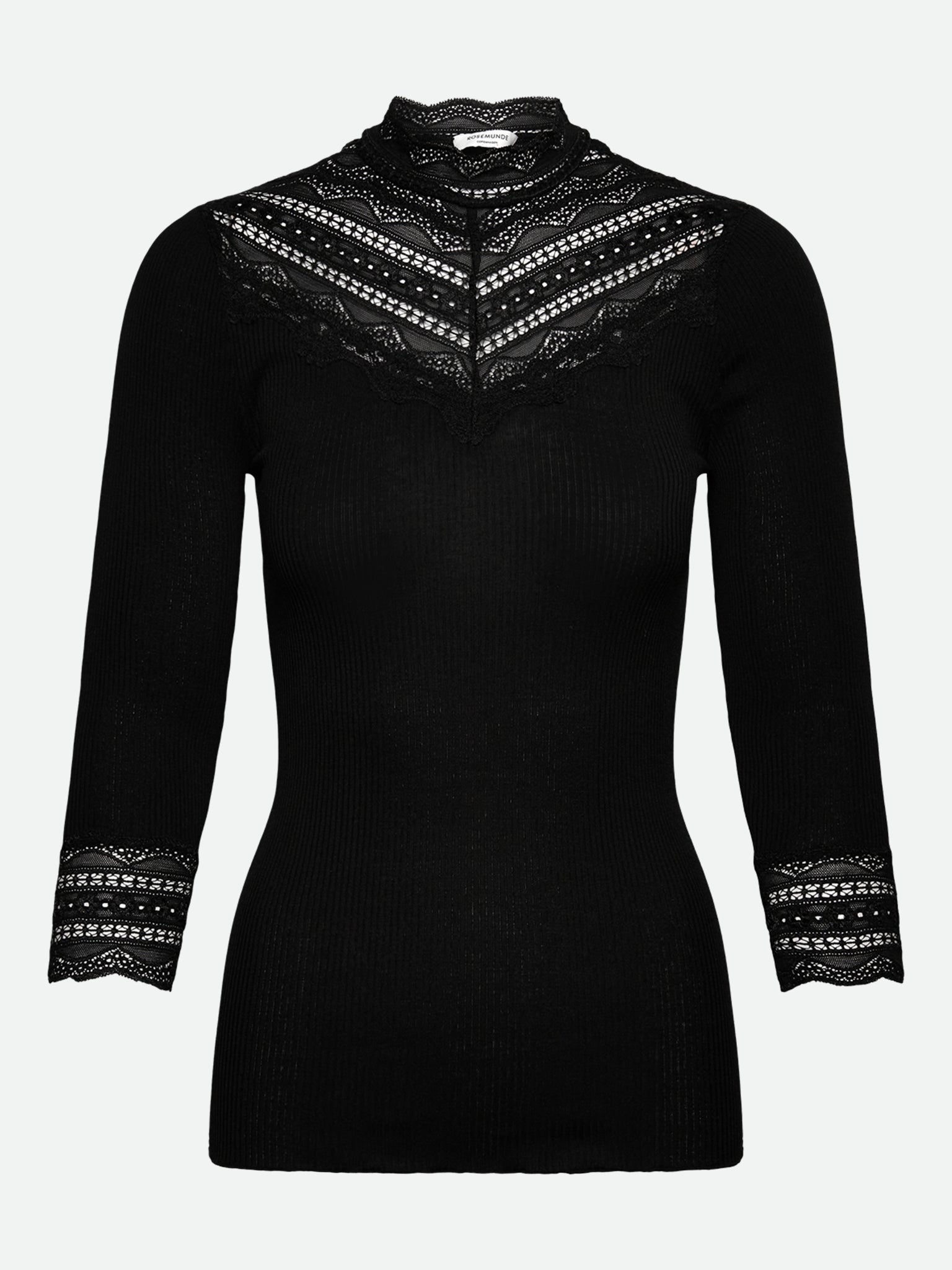 RWBenita Silk 3/4 Turtleneck Lace T-shirt T-SHIRT LS Rosemunde Woman XS black