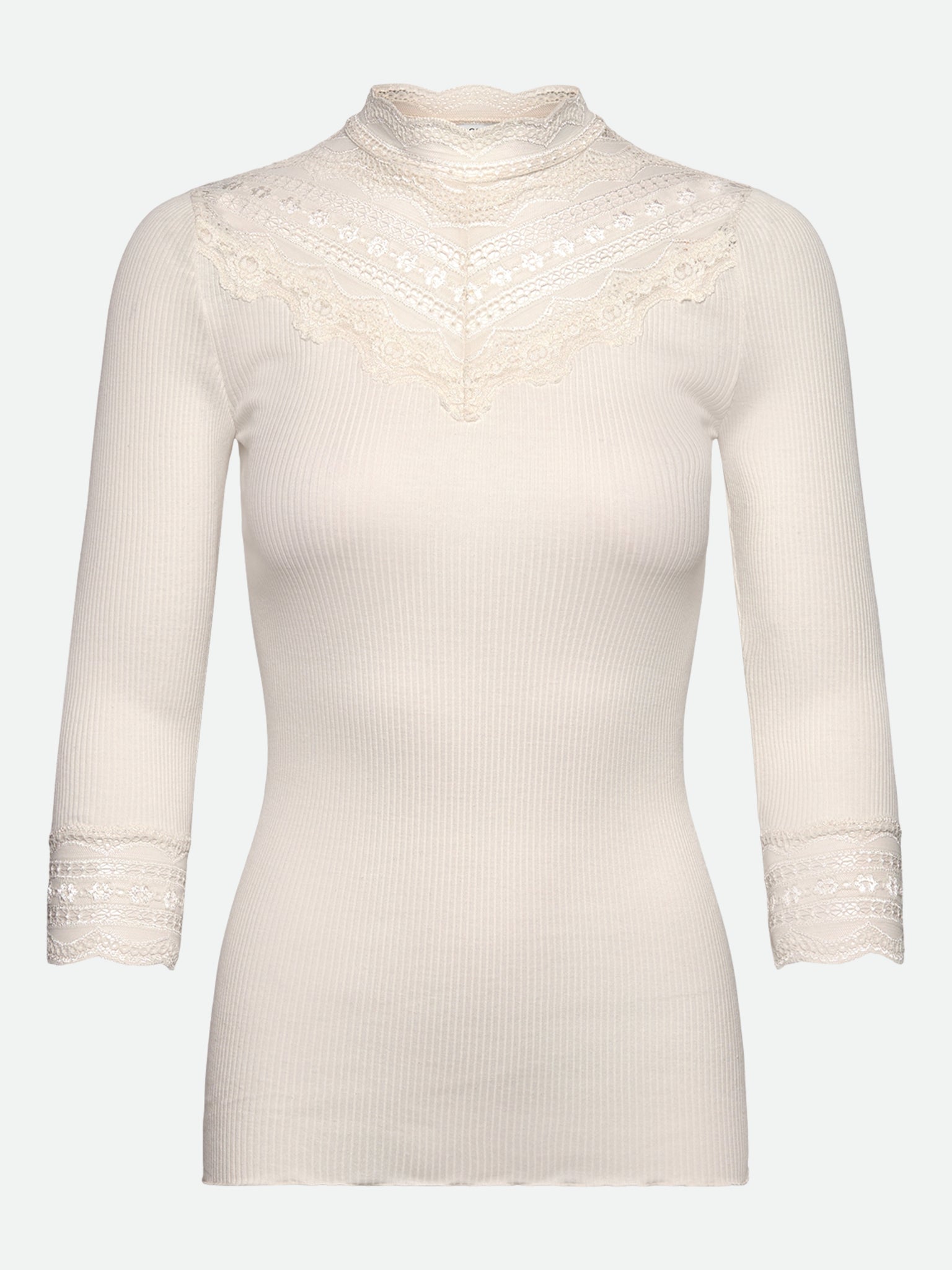 RWBenita Silk 3/4 Turtleneck Lace T-shirt T-SHIRT LS Rosemunde Woman XS ivory