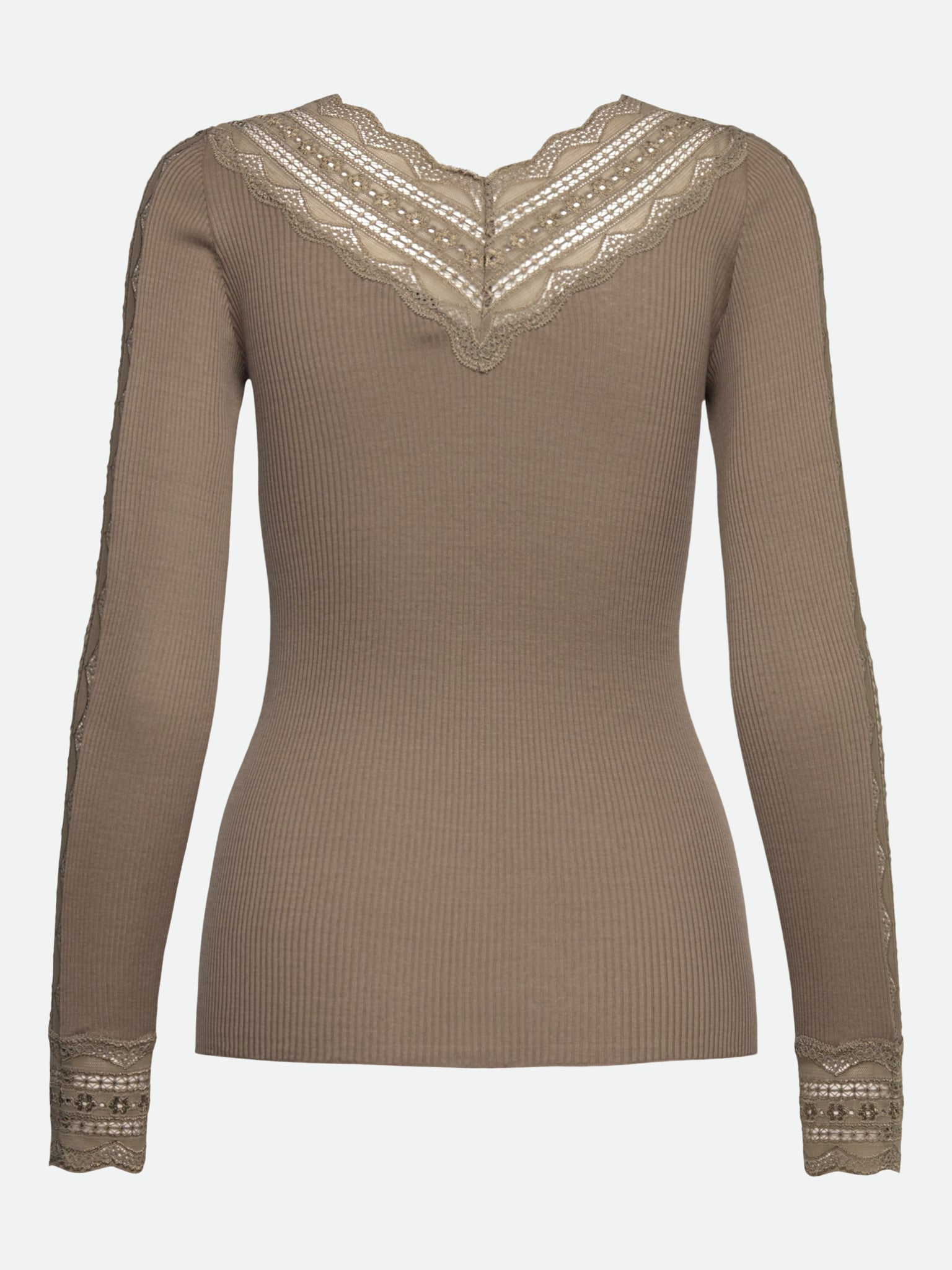 RWBenita Silk Long Sleeve T-neck Lace T-Shirt T-SHIRT LS Rosemunde Woman