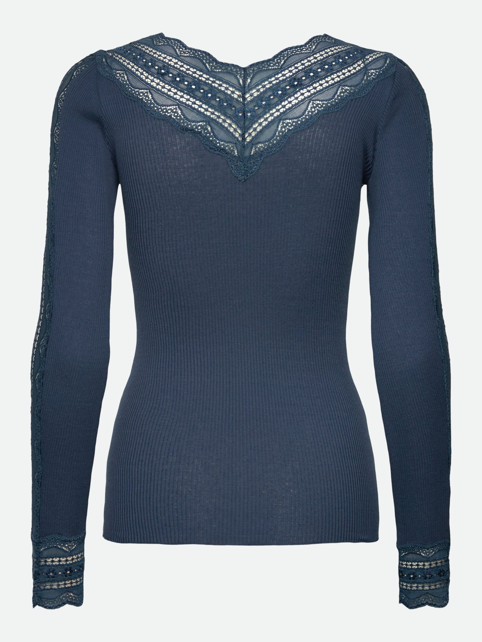 RWBenita Silk Long Sleeve T-neck Lace T-Shirt T-SHIRT LS Rosemunde Woman