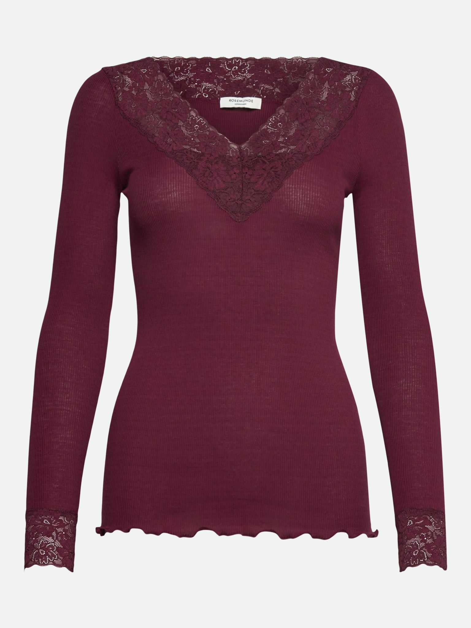 RWBernadine Organic Long sleeve V-neck Lace T-shirt