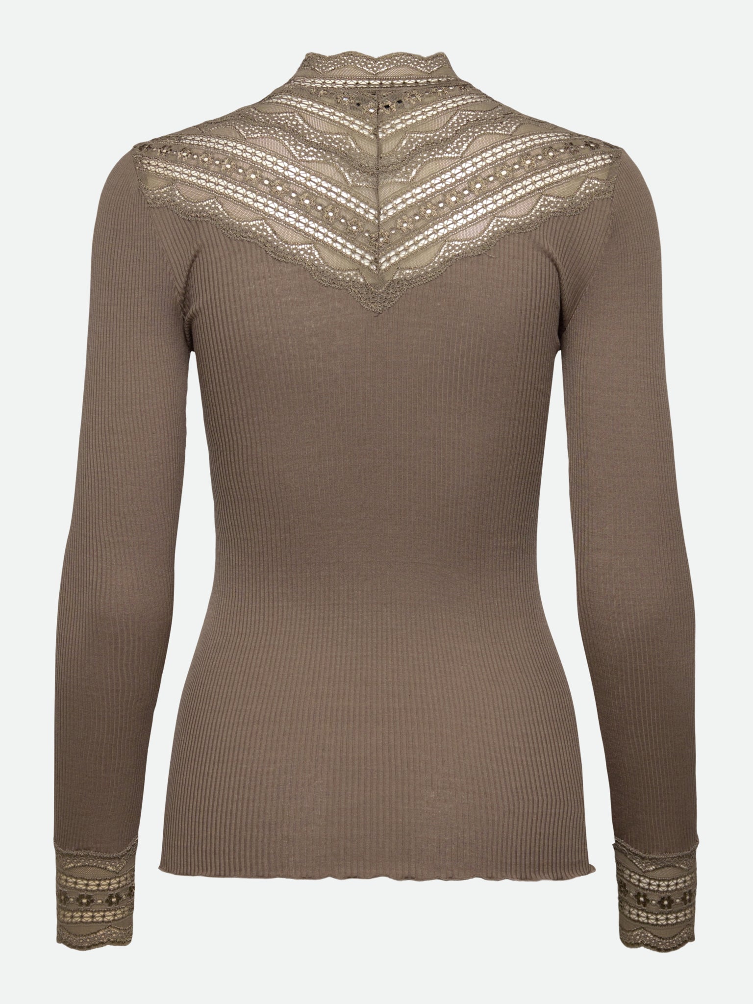 RWBenita Silk Long Sleeve Lace T-neck T-shirt T-SHIRT LS Rosemunde Woman