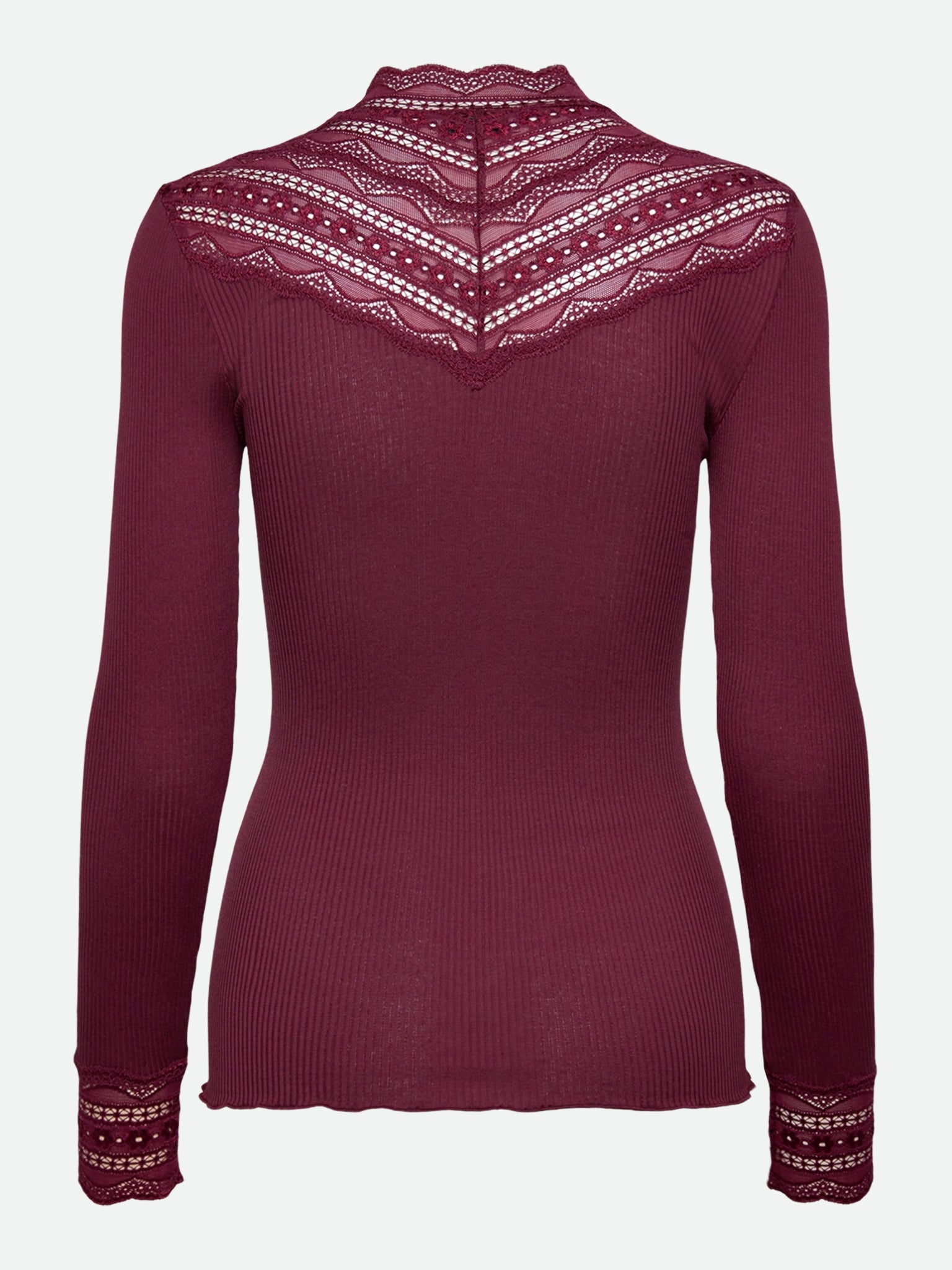RWBenita Silk Long Sleeve Lace T-neck T-shirt T-SHIRT LS Rosemunde Woman
