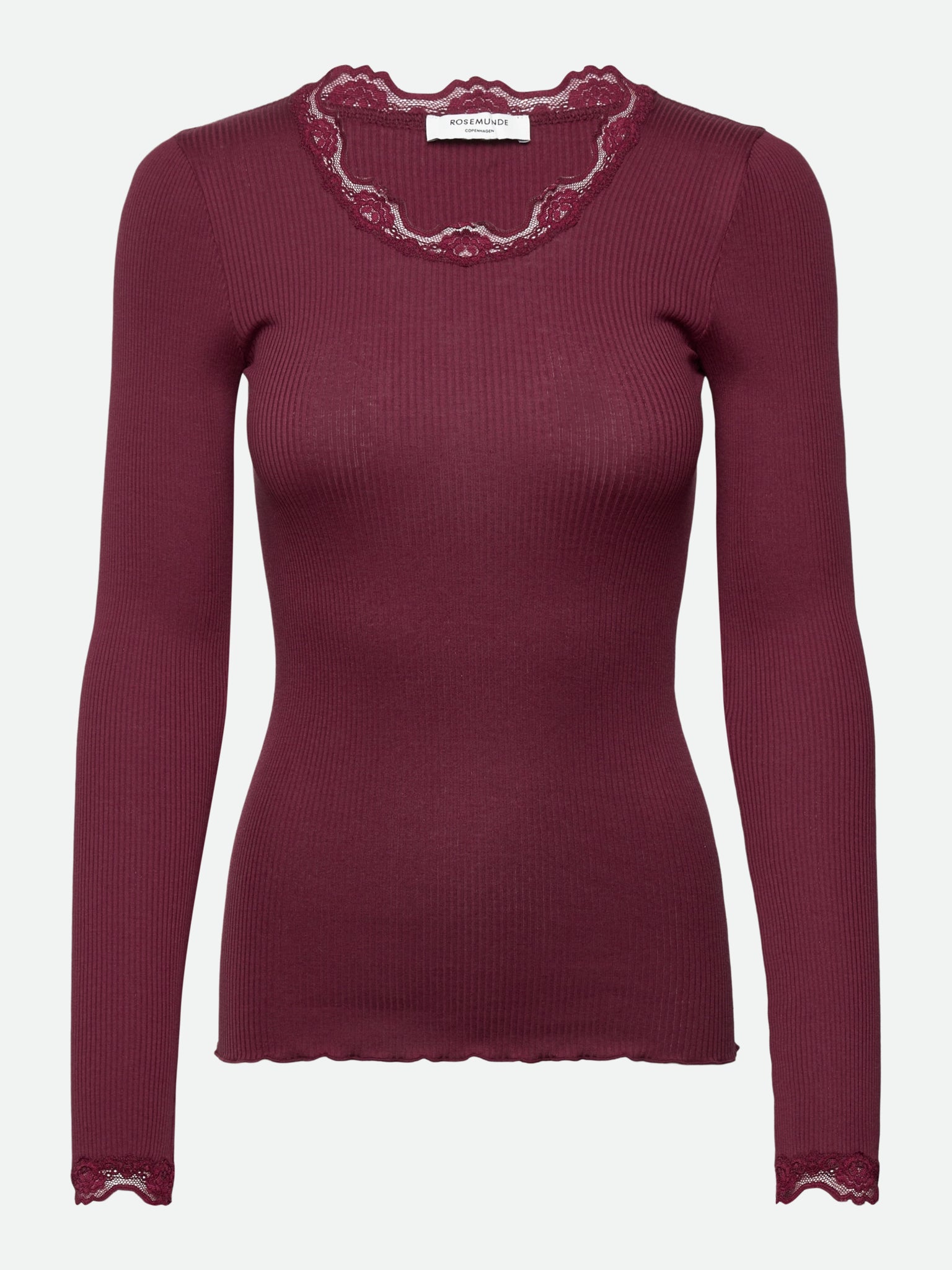 RWBabette zijden T-shirt met lange mouwen en kant