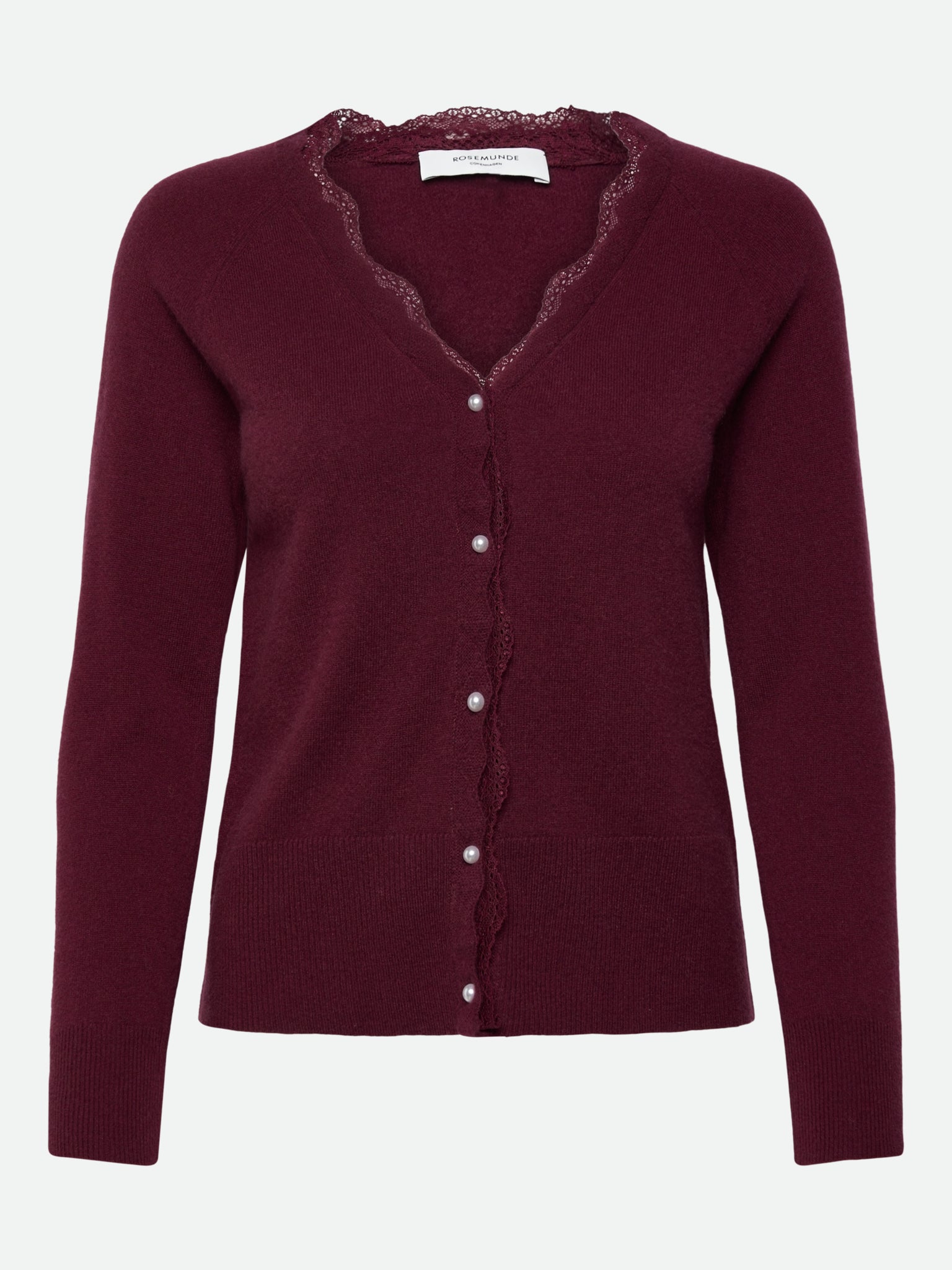 RWLaica Cashmere Longsleeve V-neck Lace Cardigan CARDIGAN Rosemunde Woman XS Windsor wine