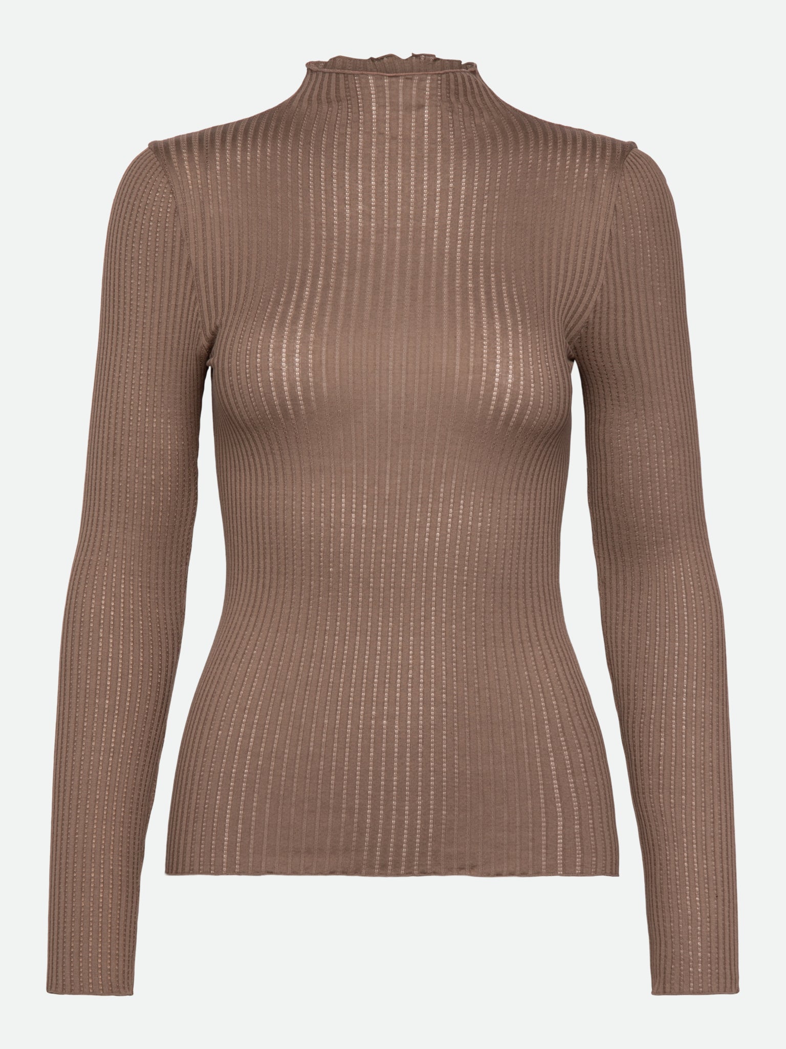 RWBelize Silk Long Sleeve T-neck T-shirt T-SHIRT LS Rosemunde Woman XS walnut