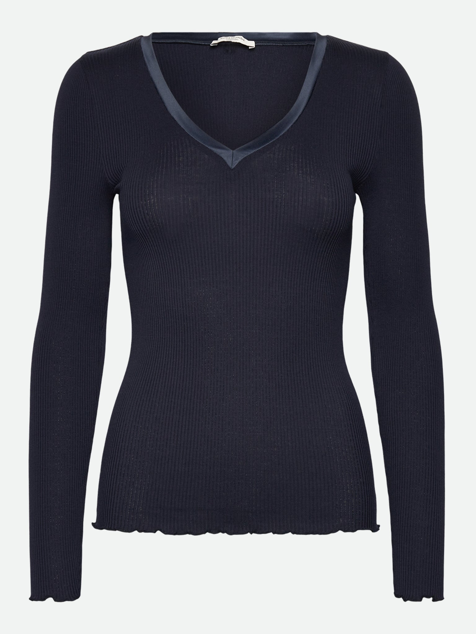 RWBeatha Silk V-Neck longsleeve Satin Tape T-shirt T-SHIRT LS Rosemunde Woman XS navy