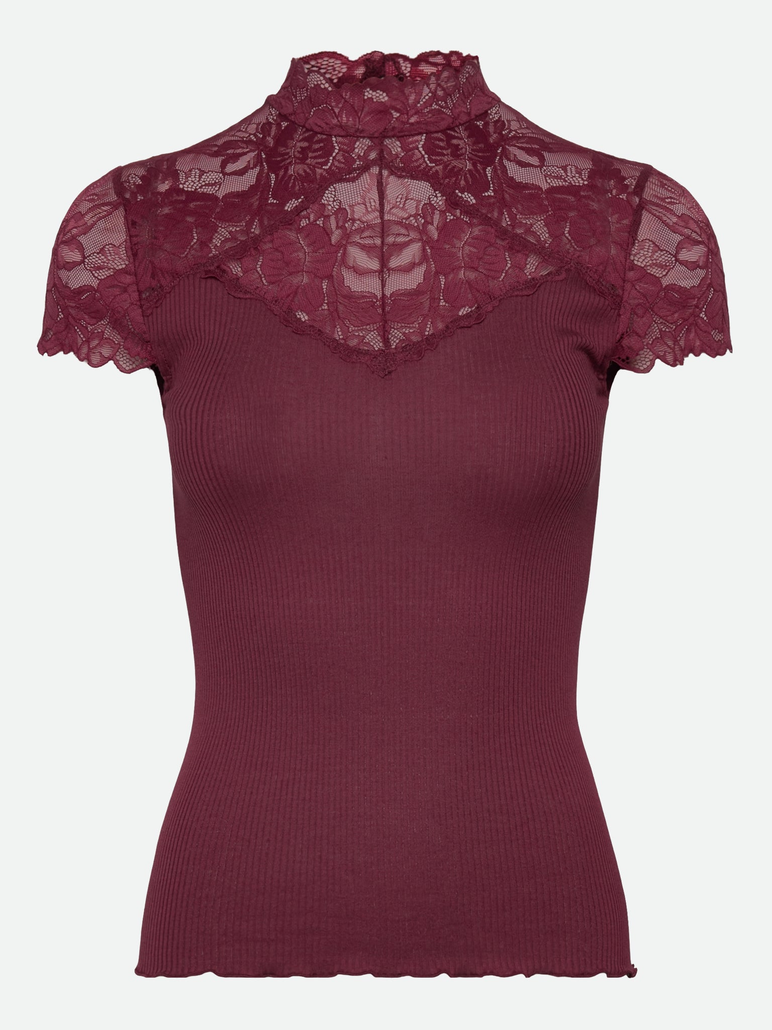 RWBeatha Silk Capsleeve Lace T-shirt T-SHIRT SS Rosemunde Woman XS Windsor wine