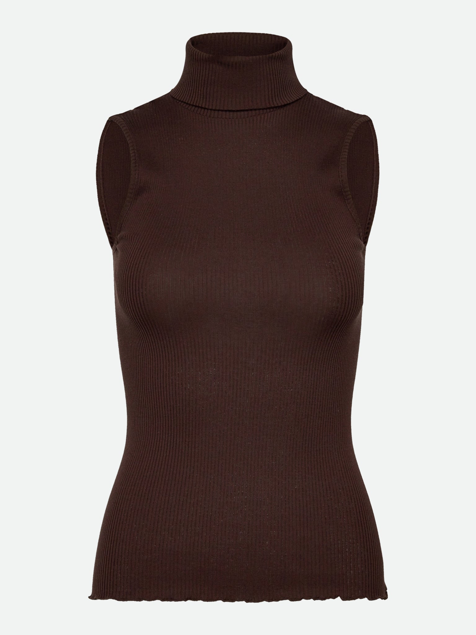 RWBeatha Silk Sleeveless Rollneck Top TOP Rosemunde Woman XS mole