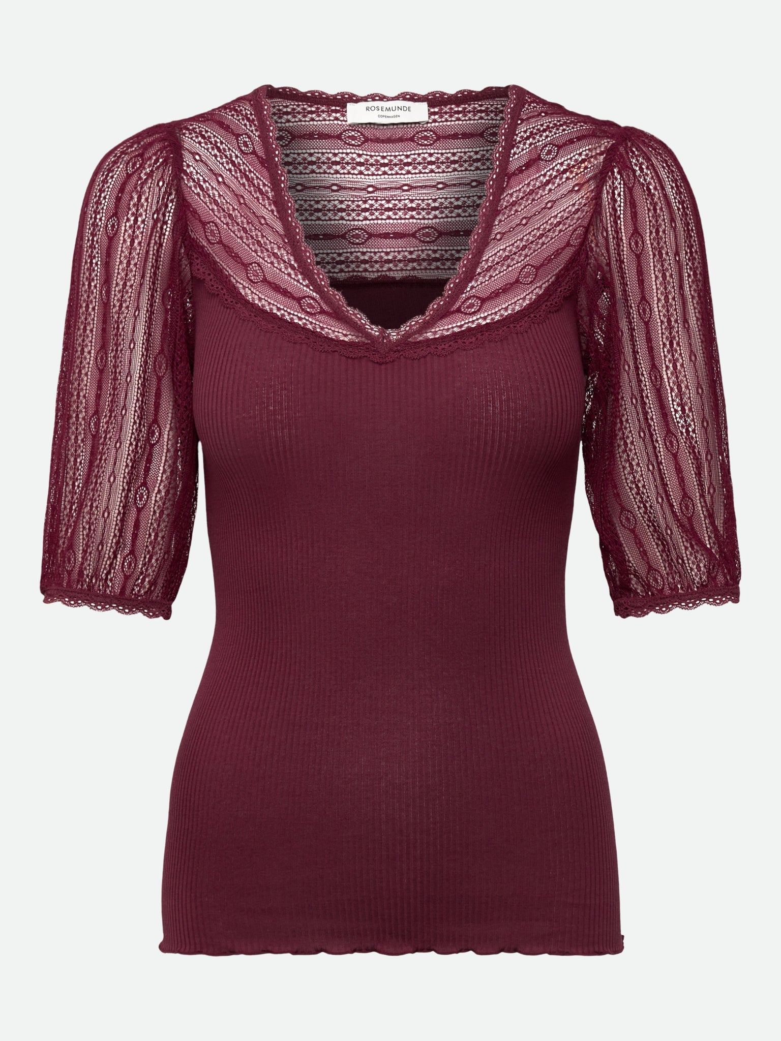 RWBeatha Silk Full lace 2/4 T-shirt T-SHIRT SS Rosemunde Woman XS Windsor wine