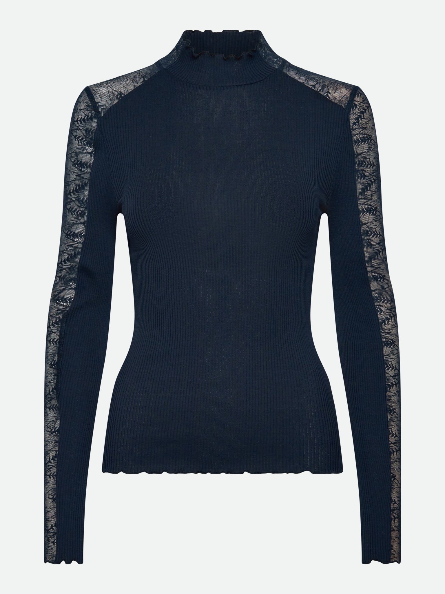 RWBeatha Silk LS Half Lace T-neck T-shirt T-SHIRT LS Rosemunde Woman XS navy
