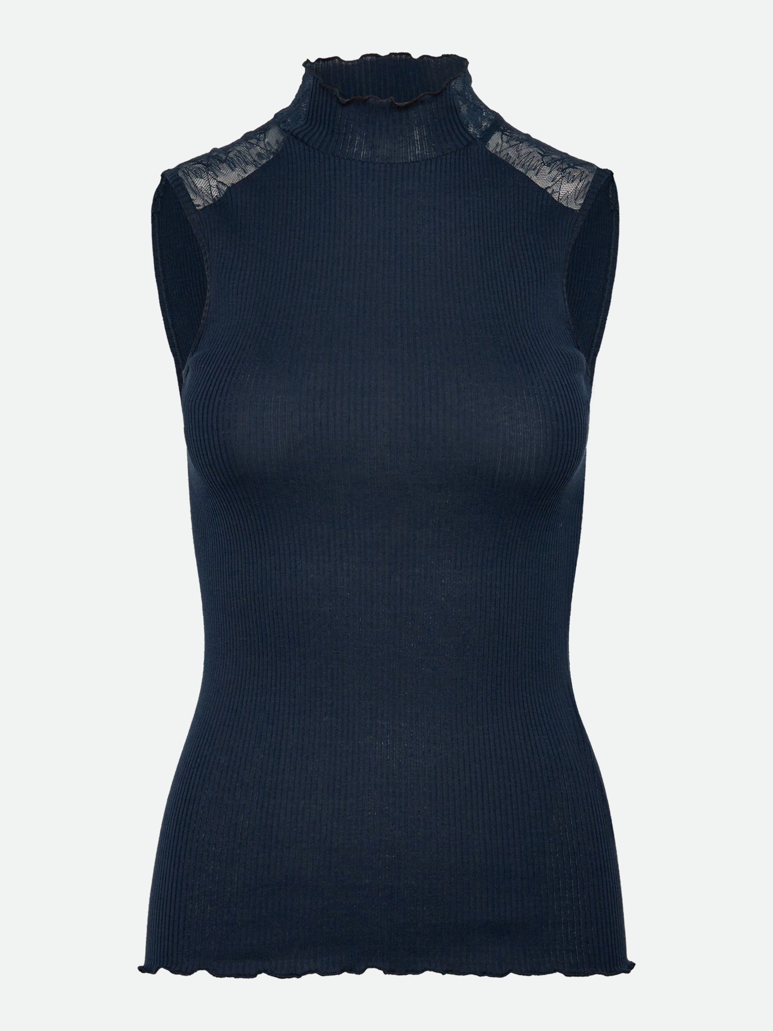 RWBeatha Silk Sleeveless Half Lace T-neck Top TOP Rosemunde Woman XS navy