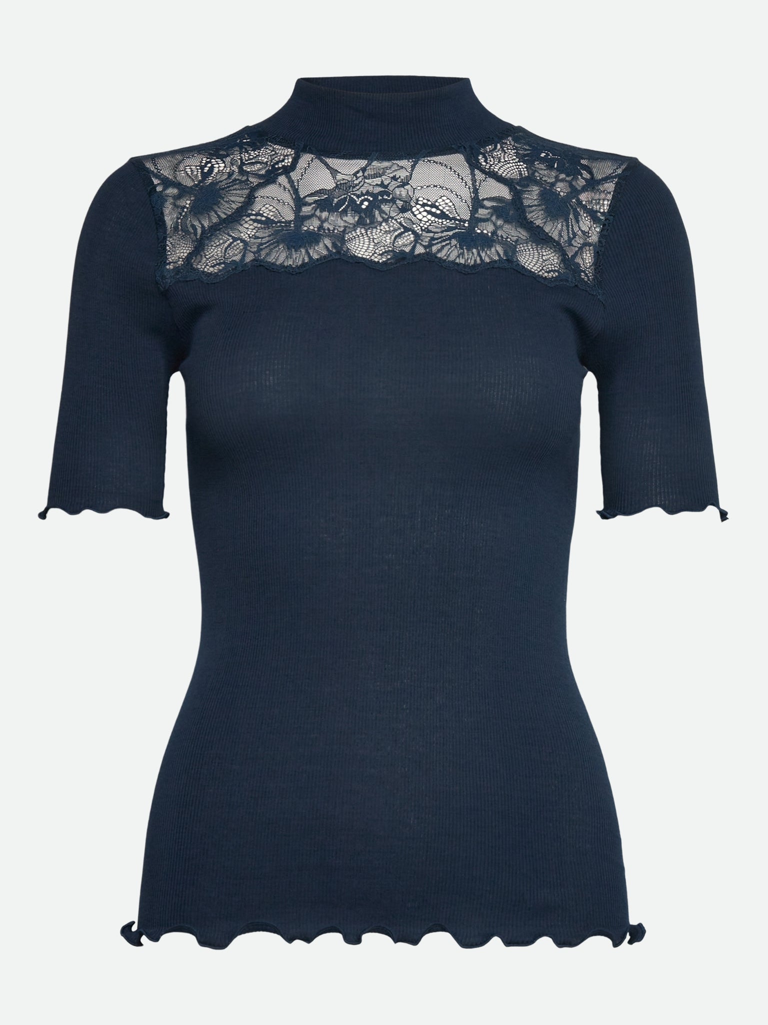 RWBernadine Organic Short Sleeve Lace T-shirt T-SHIRT SS Rosemunde Woman S navy