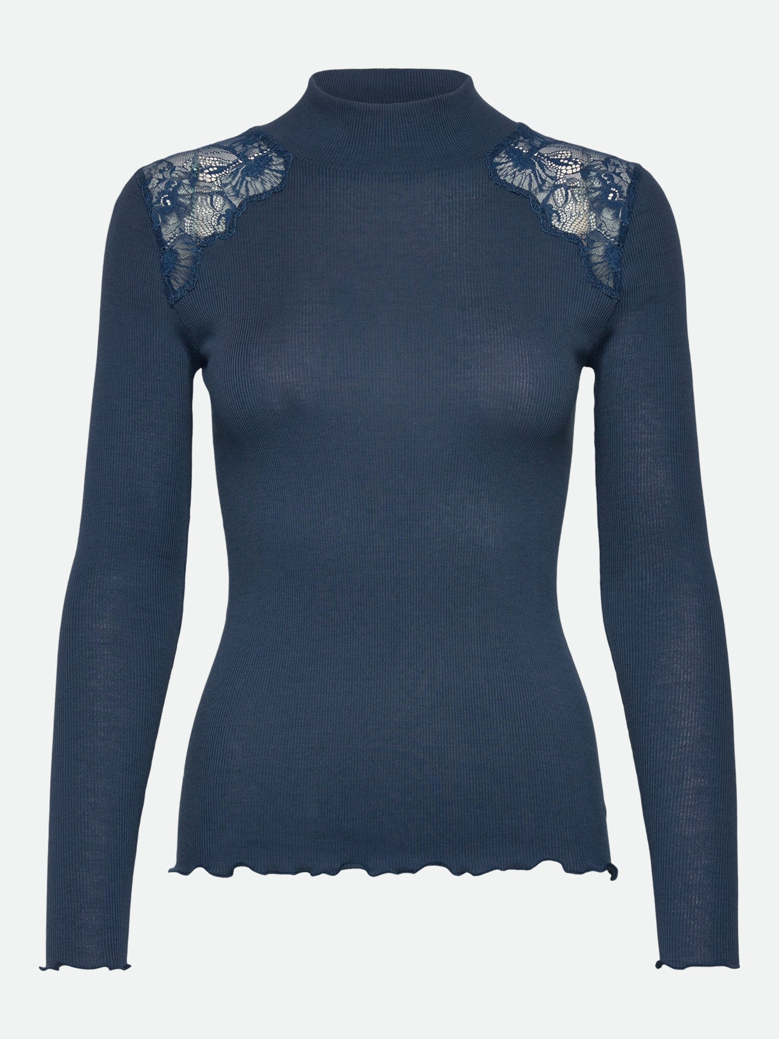 RWBernadine Organic Long Sleeve Lace T-shirt T-SHIRT LS Rosemunde Woman XS dark denim