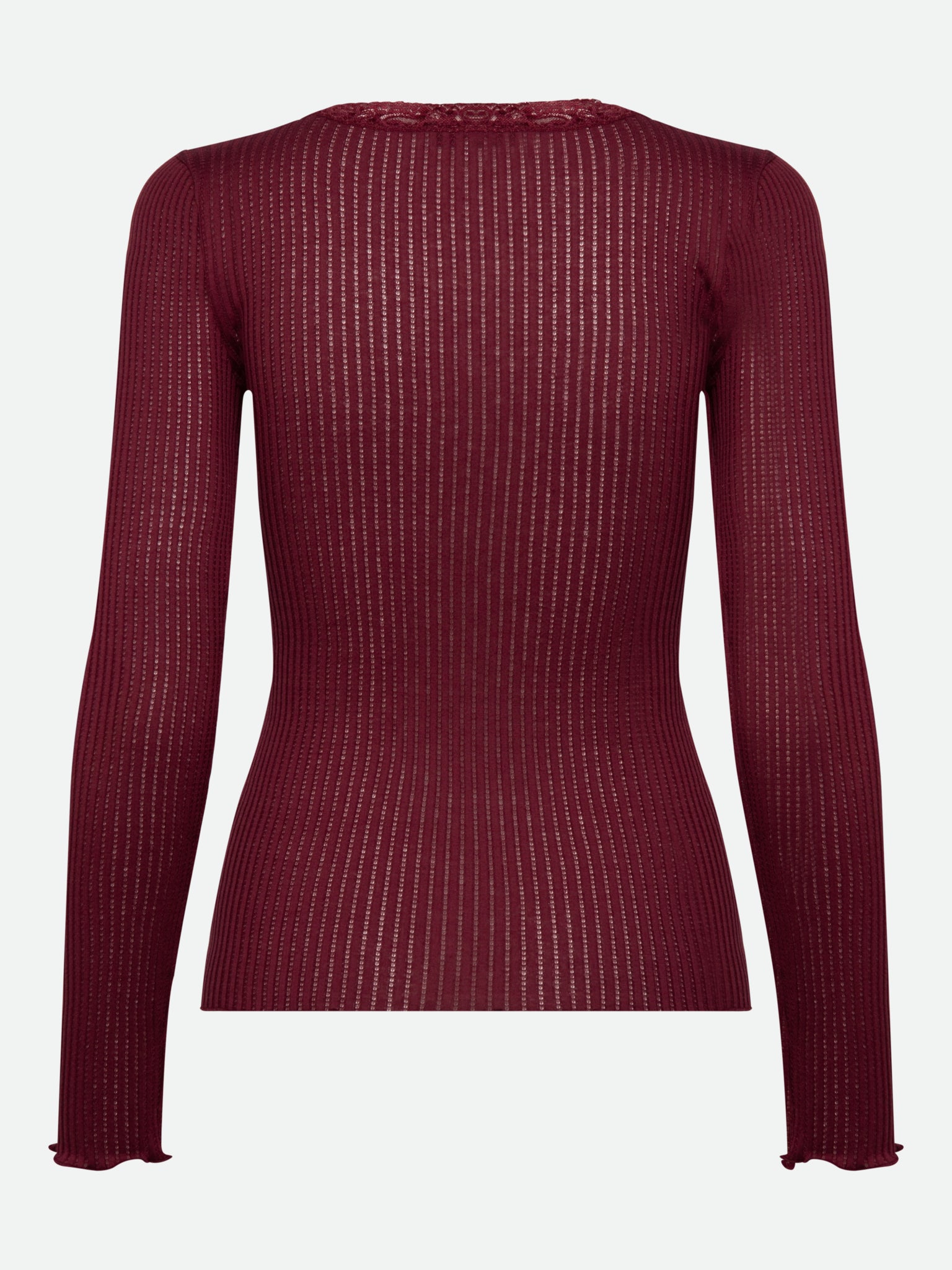 RWBelize Silk Long Sleeve V-neck Lace T-shirt T-SHIRT LS Rosemunde Woman