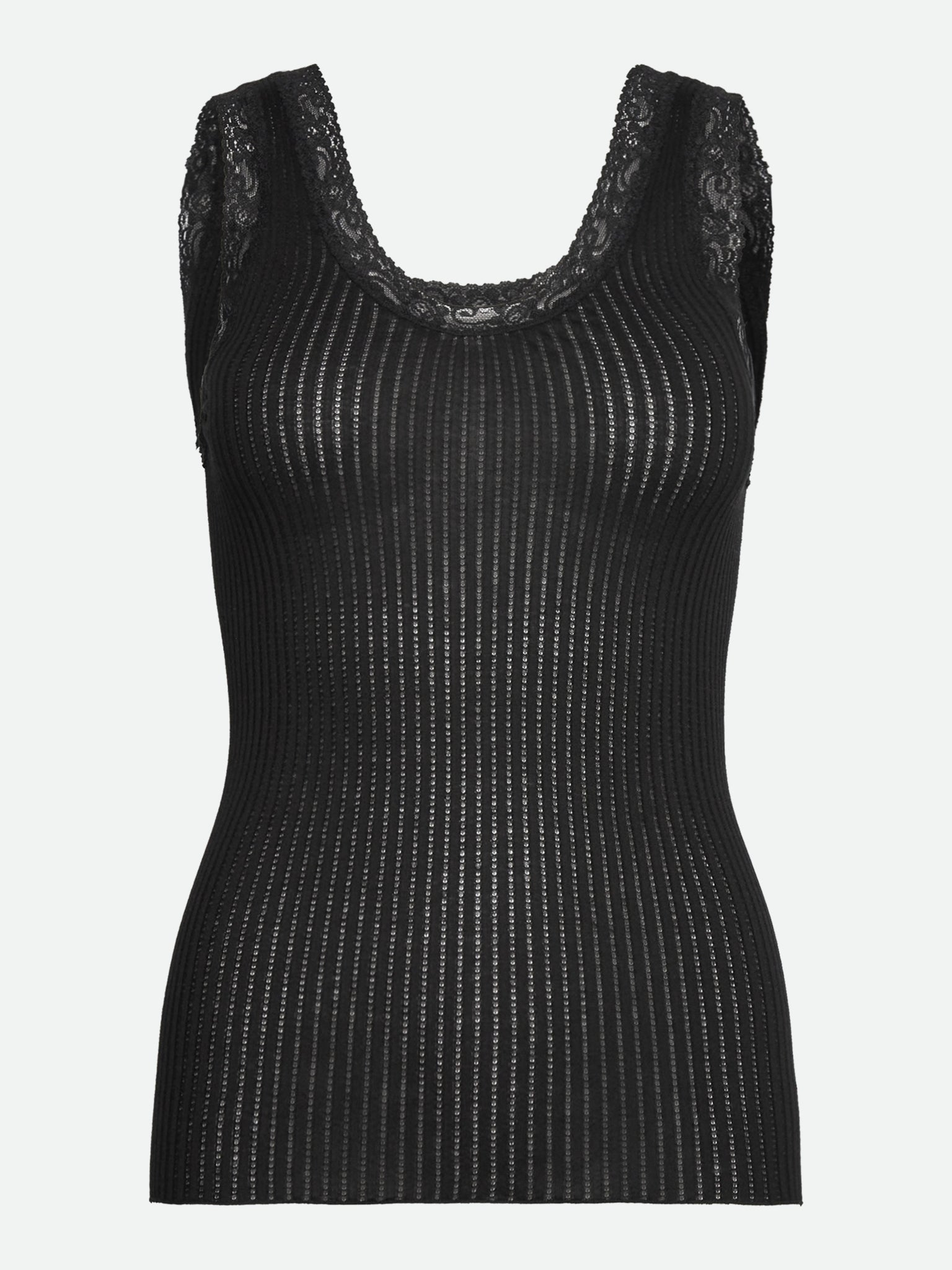 RWBelize Silk Sleeveless U-neck Lace Top TOP Rosemunde Woman XS black