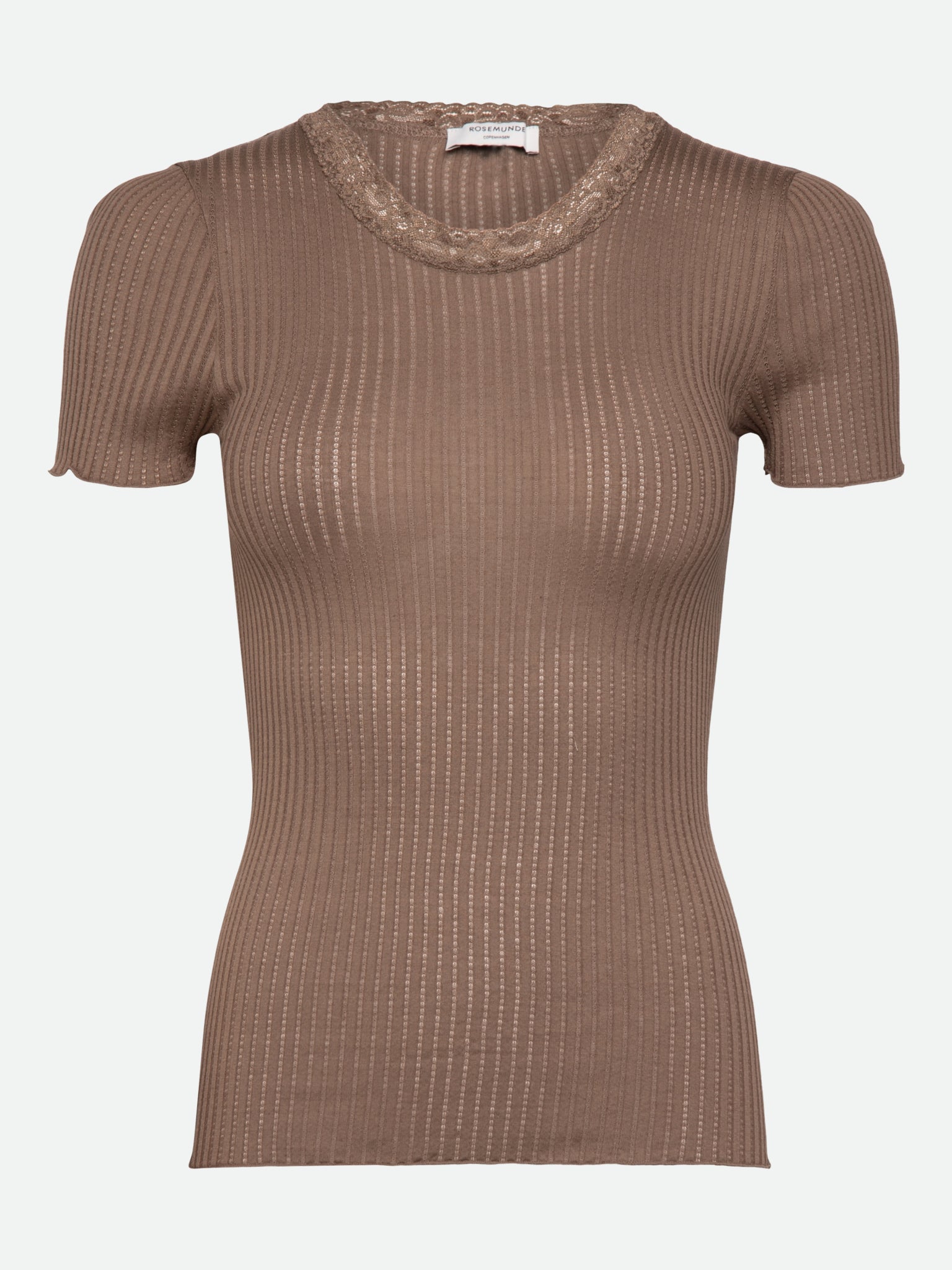 RWBelize Silk Short Sleeve O-neck Lace T-shirt T-SHIRT SS Rosemunde Woman XS walnut