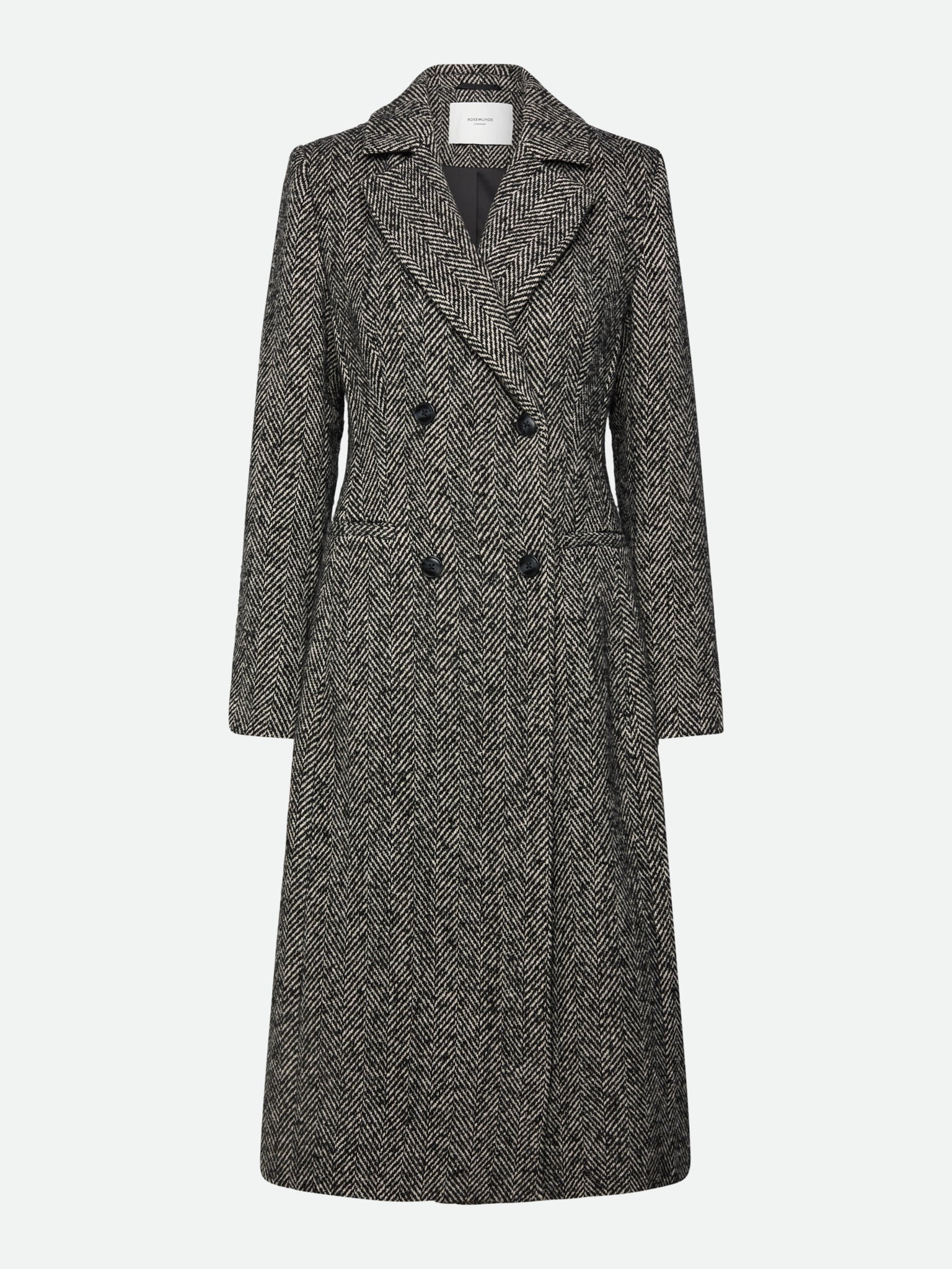 RWLevi Long Coat COAT Rosemunde Woman 34 Black w/ ivory stripe