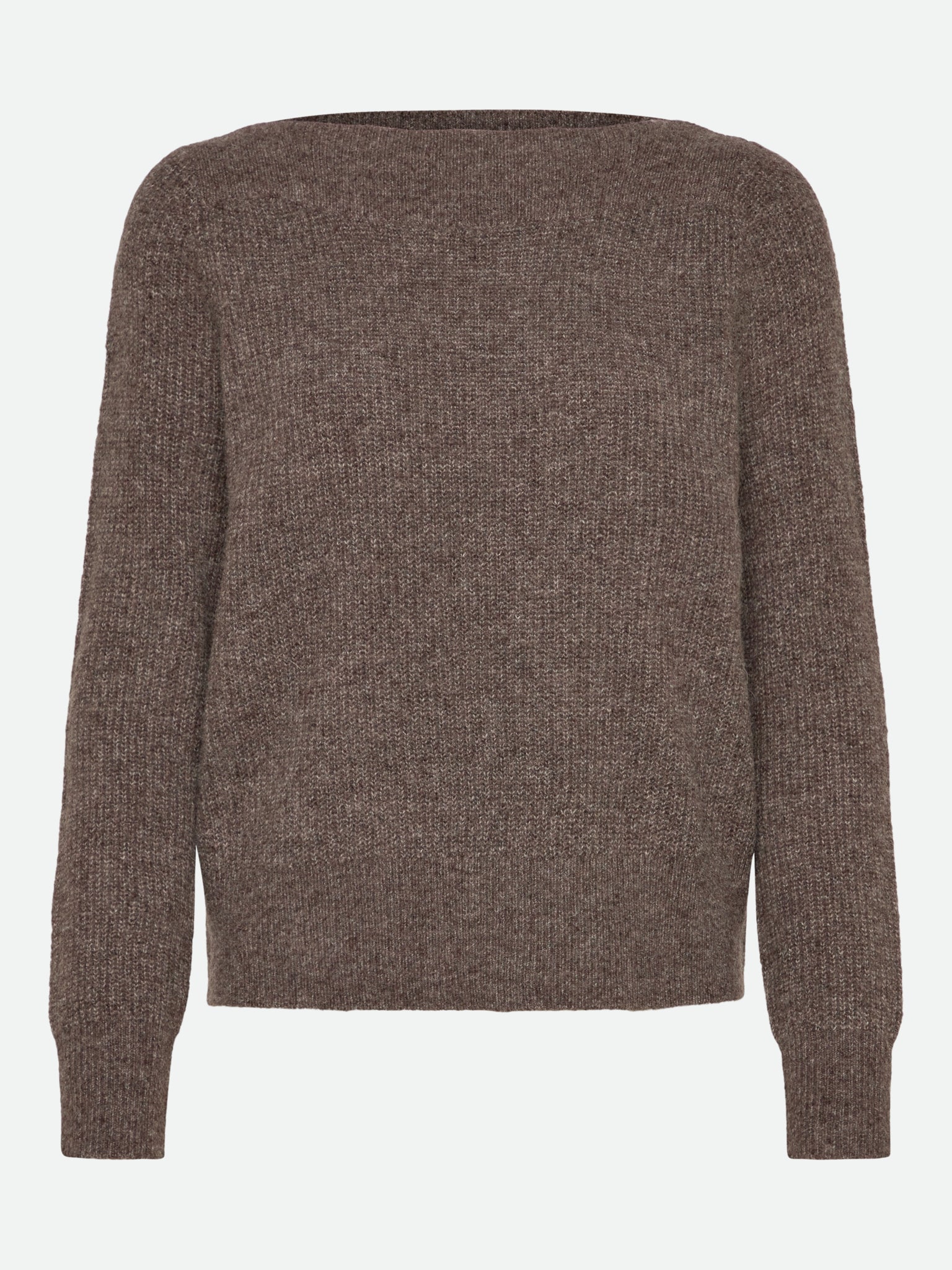 RWTinker Wool Blend Long Sleeve Boatneck Pullover PULLOVER Rosemunde Woman XS brown grey mel