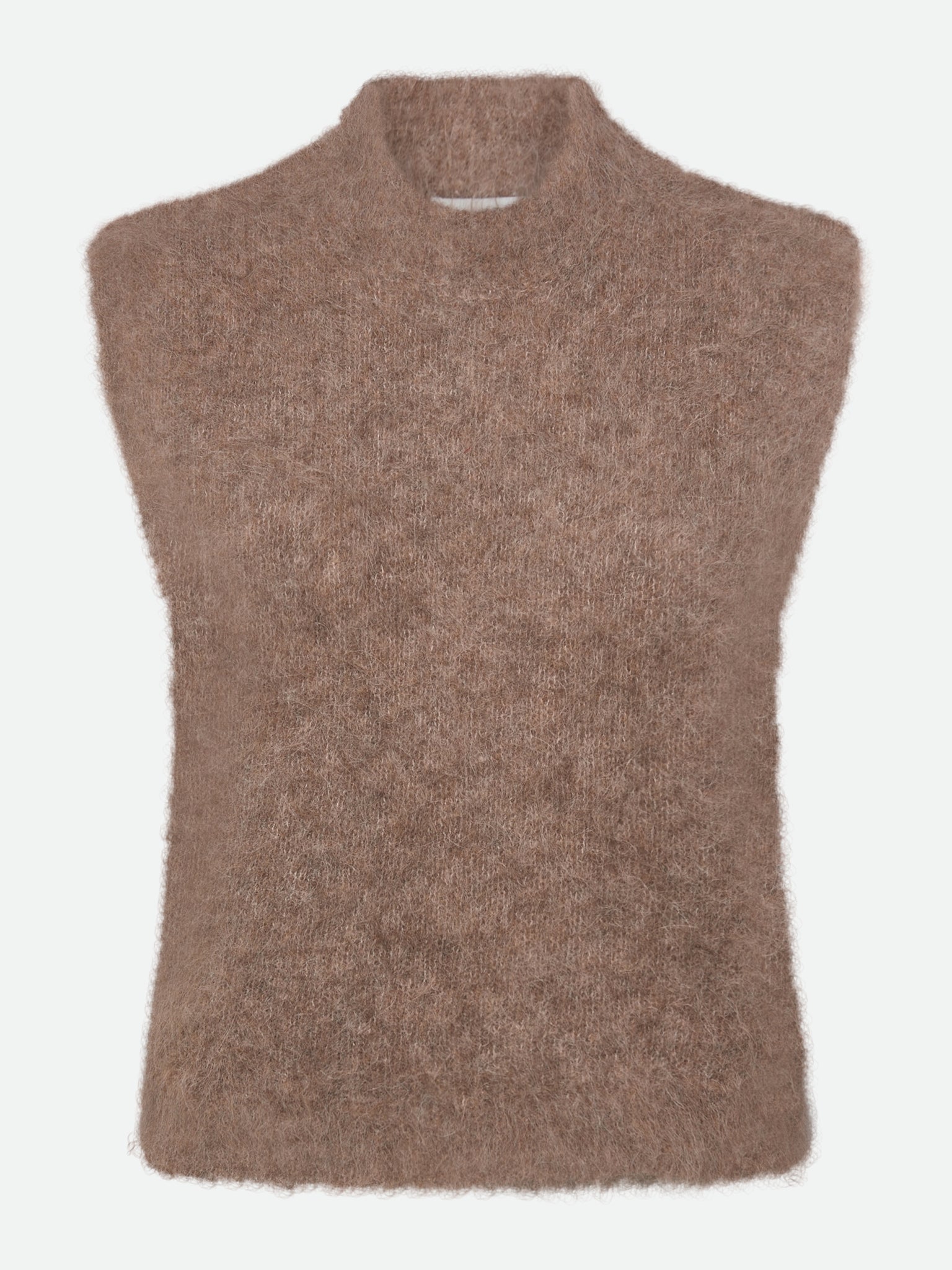 RWFurry Alpaca Mock Neck Vest VEST Rosemunde Woman XS brown grey mel