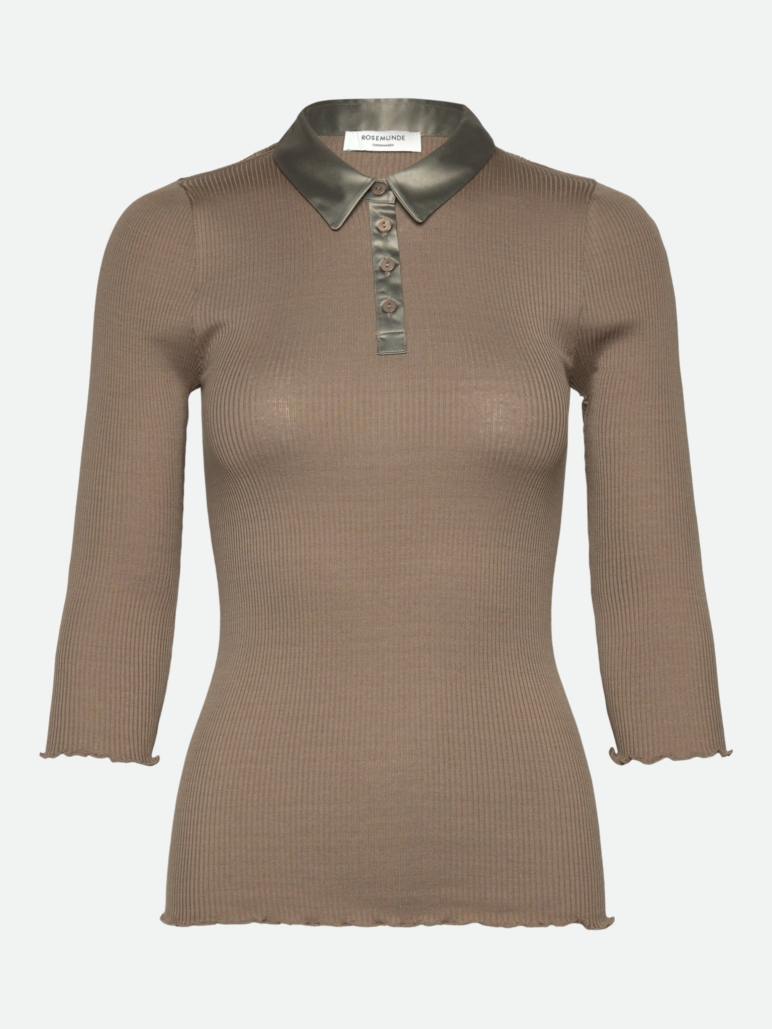 RWBeatha Silk 3/4 Sleeve Satin Polo T-shirt T-SHIRT LS Rosemunde Woman XS walnut