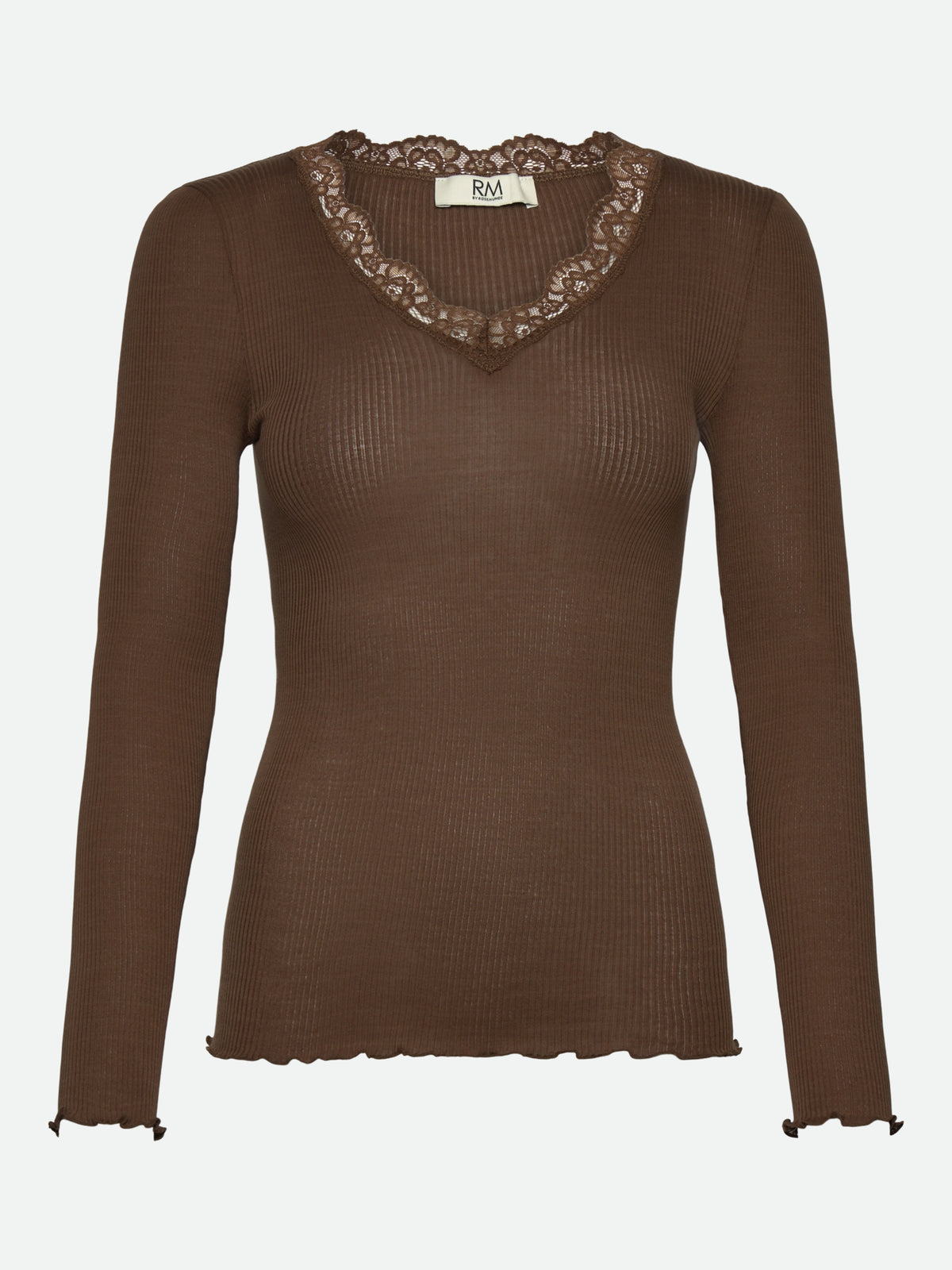 RMWBalta Modal Long sleeve V-neck T-shirt T-SHIRT LS Rosemunde Woman XS dark earth
