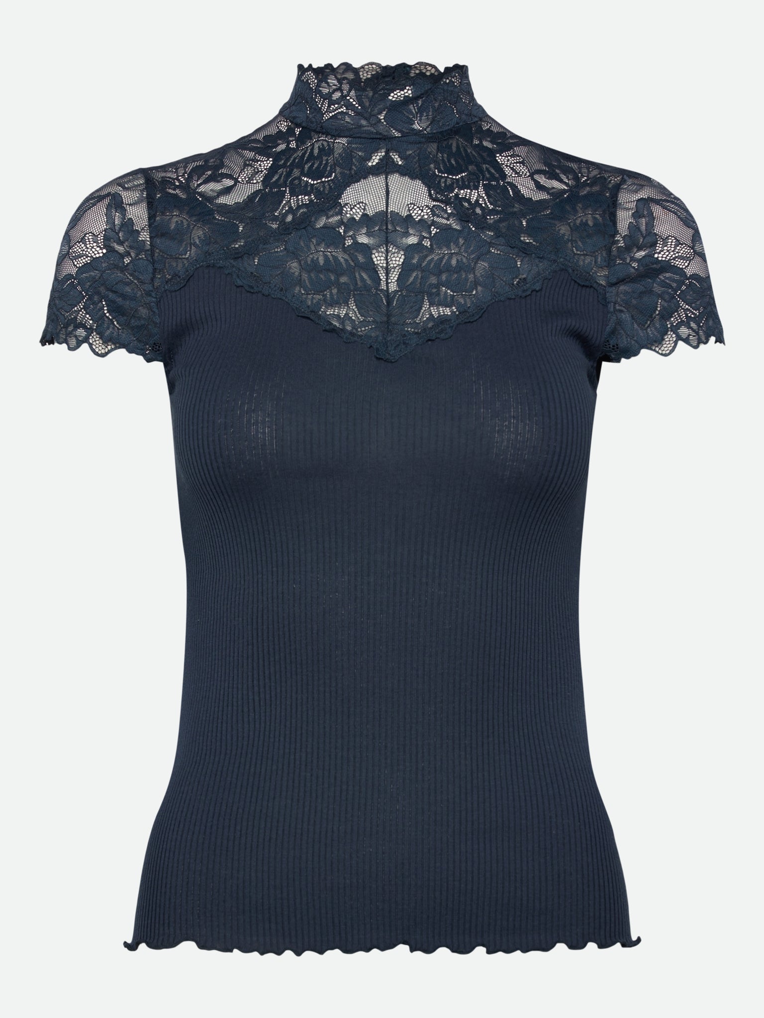 RWBeatha Silk Capsleeve Lace T-shirt T-SHIRT SS Rosemunde Woman XS navy