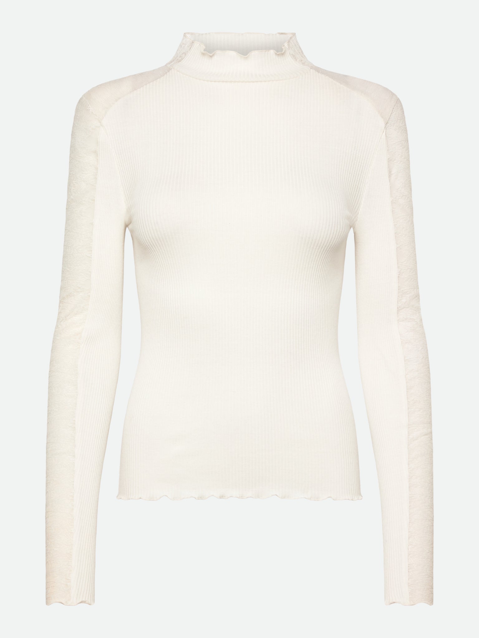 RWBeatha Silk LS Half Lace T-neck T-shirt T-SHIRT LS Rosemunde Woman XS ivory