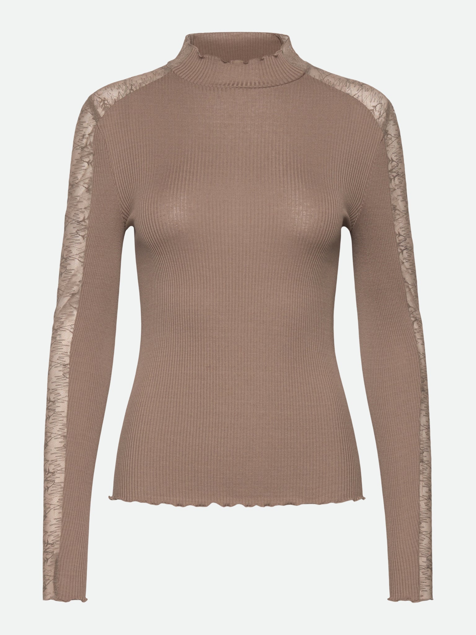 RWBeatha Silk LS Half Lace T-neck T-shirt T-SHIRT LS Rosemunde Woman S walnut