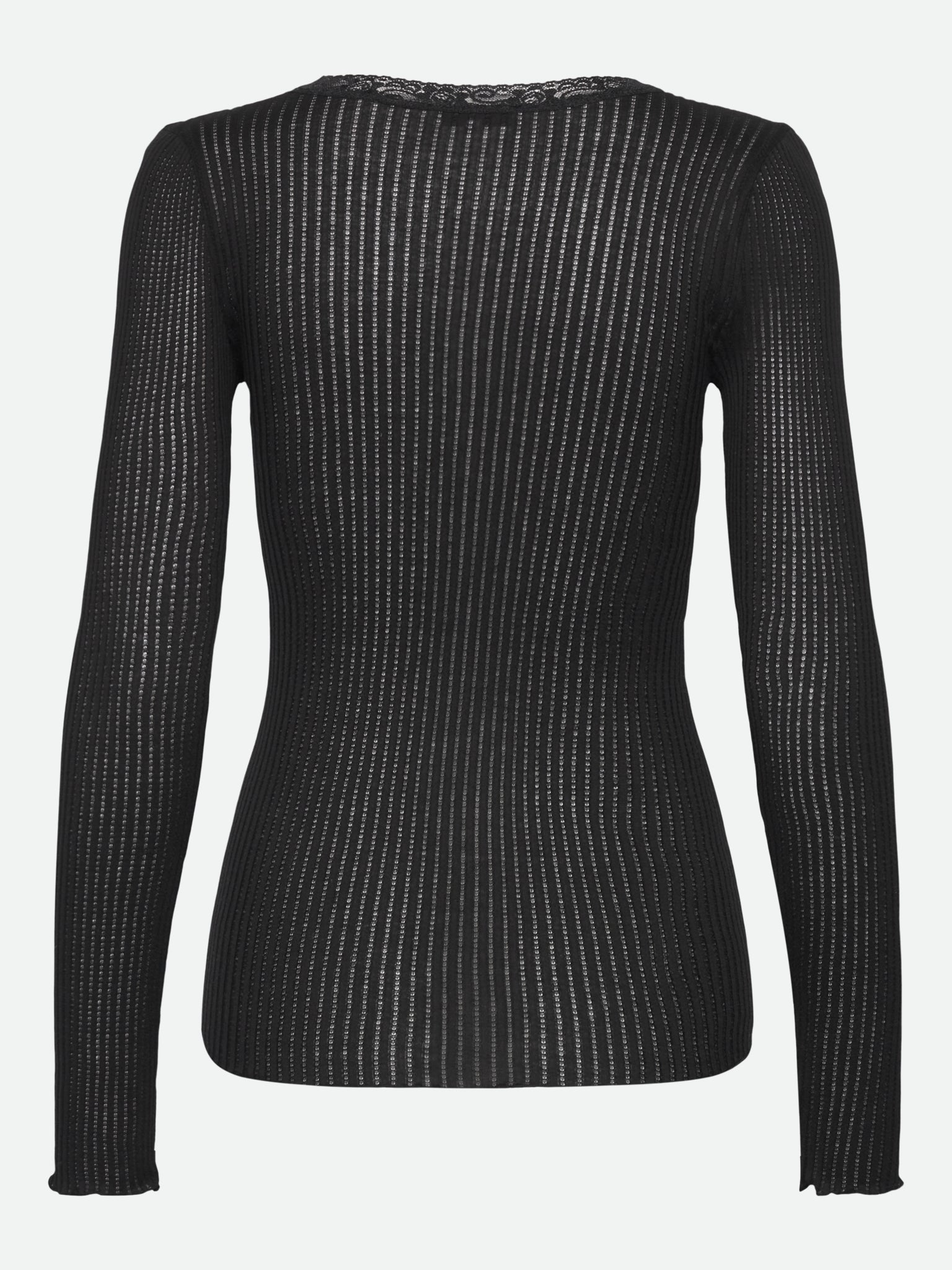 RWBelize Silk Long Sleeve V-neck Lace T-shirt T-SHIRT LS Rosemunde Woman