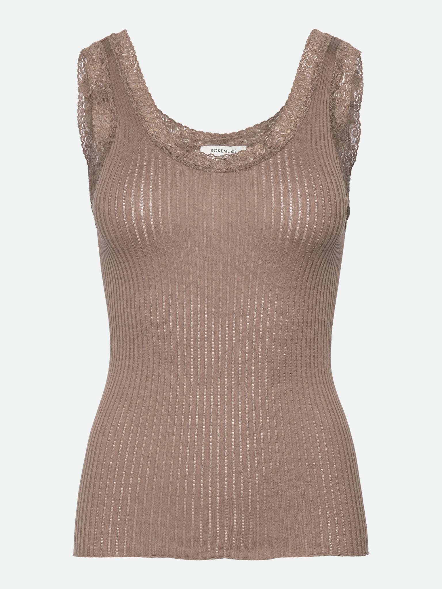 RWBelize Silk Sleeveless U-neck Lace Top TOP Rosemunde Woman S walnut