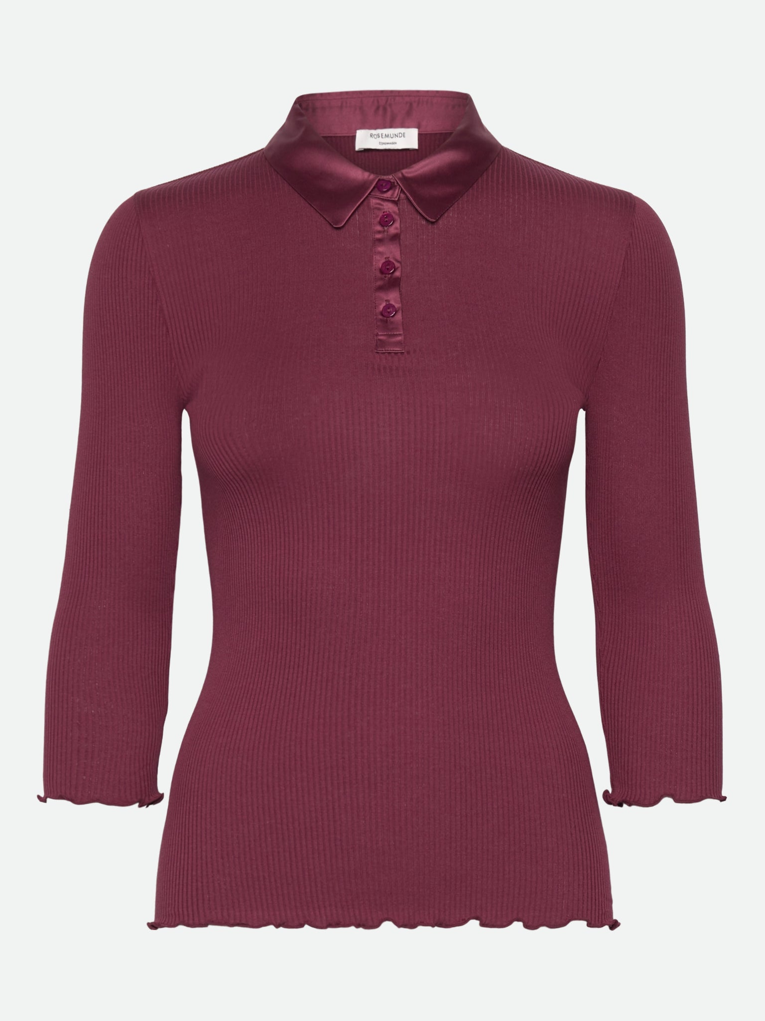 RWBeatha Silk 3/4 Sleeve Satin Polo T-shirt T-SHIRT LS Rosemunde Woman XS Windsor wine