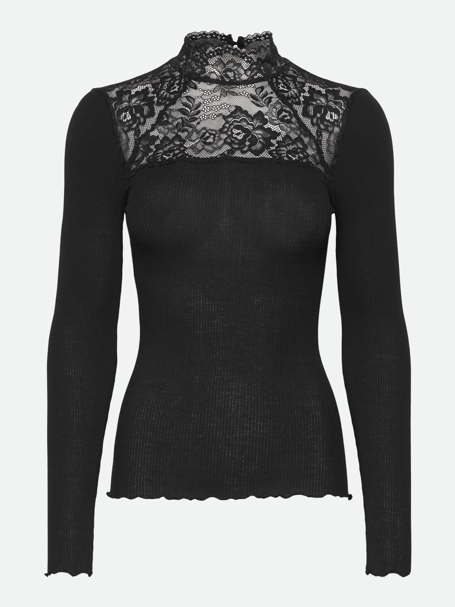 RMWBalta Modal Long sleeve Lace T-neck T-shirt T-SHIRT LS Rosemunde Woman XS black