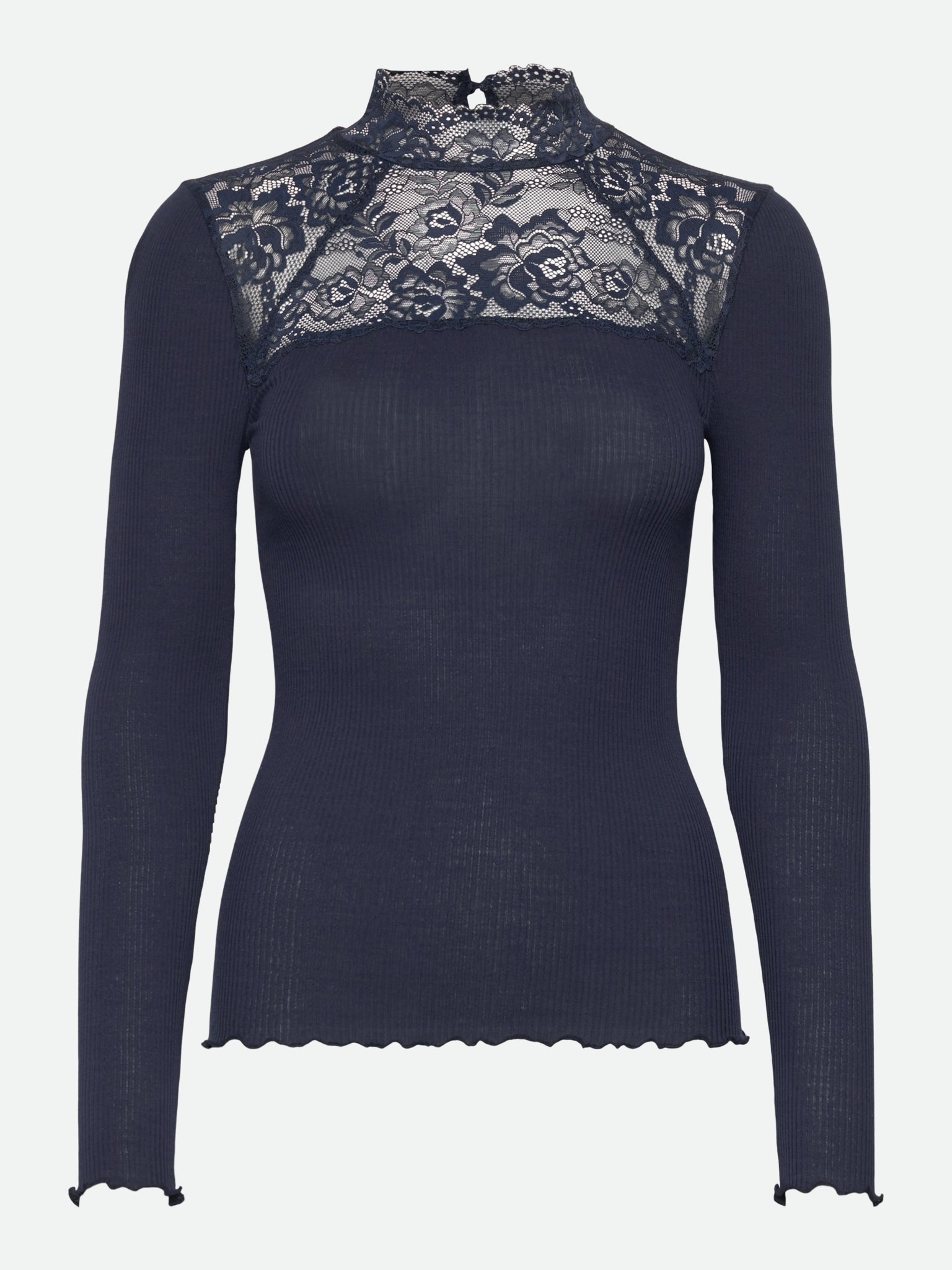 RMWBalta Modal Long sleeve Lace T-neck T-shirt T-SHIRT LS Rosemunde Woman XS navy