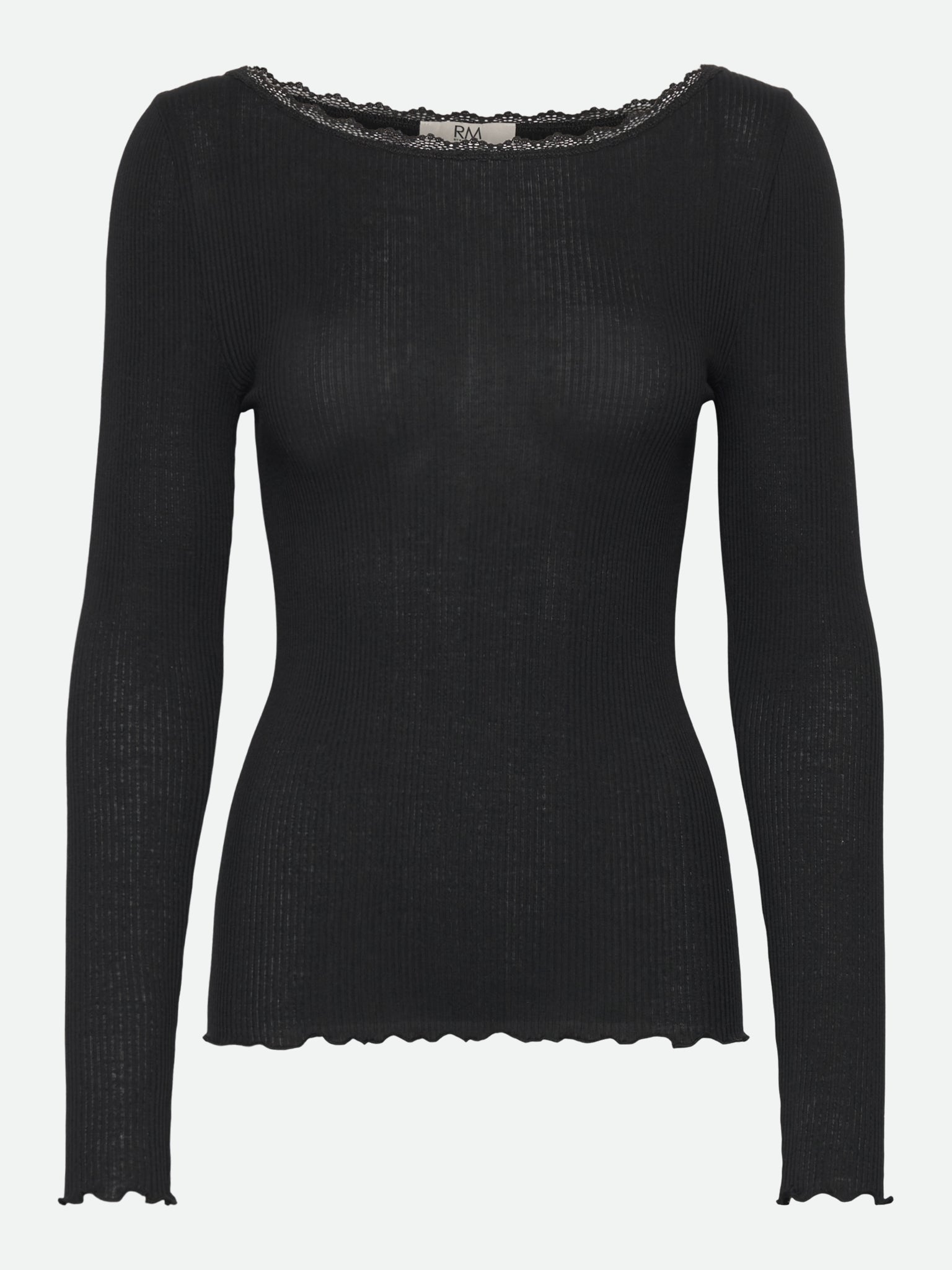 RMWJohanne Lace Long sleeve Wide O-neck T-SHIRT LS Rosemunde Woman XS black