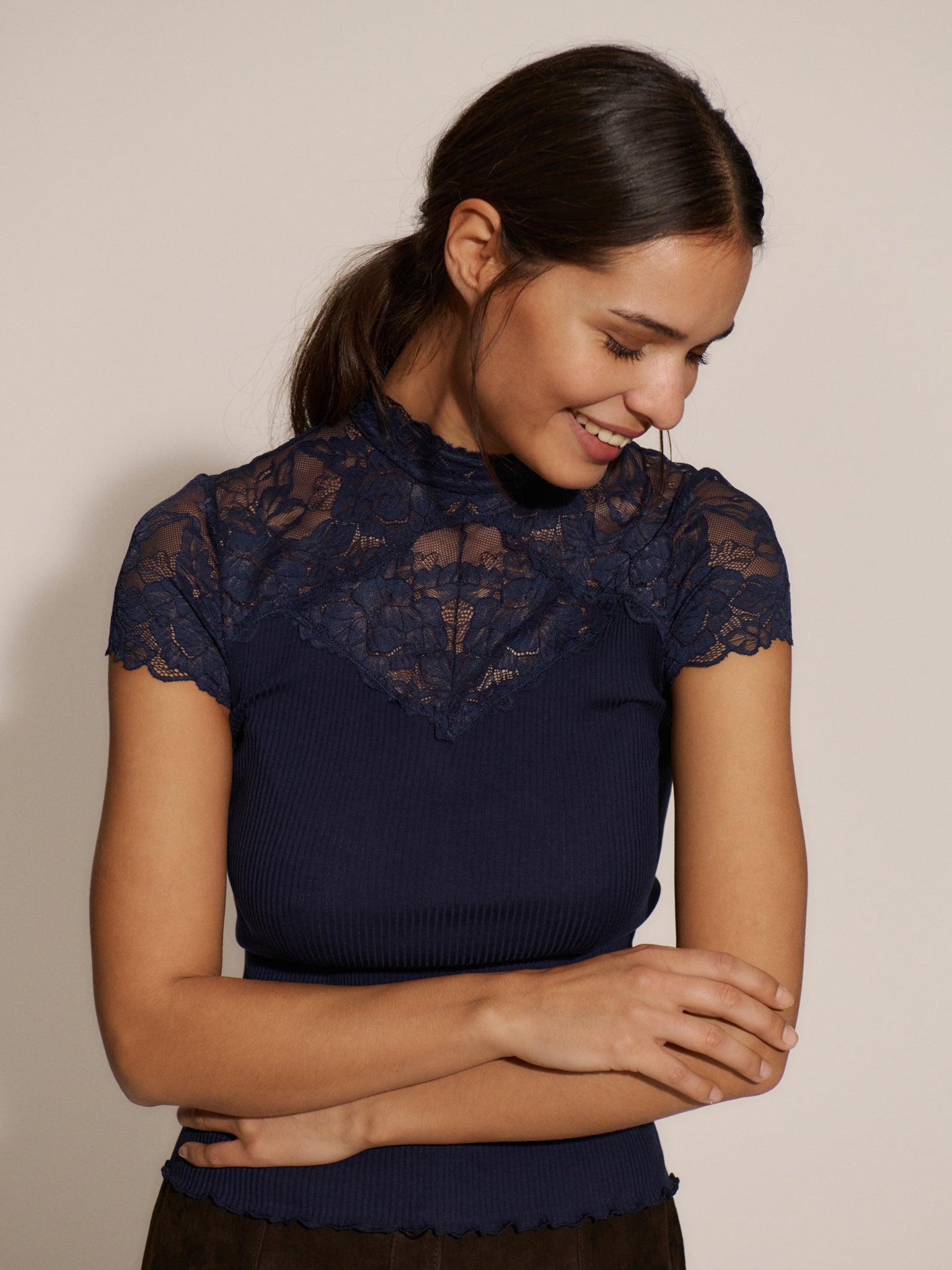 RWBeatha Silk Capsleeve Lace T-shirt T-SHIRT SS Rosemunde Woman