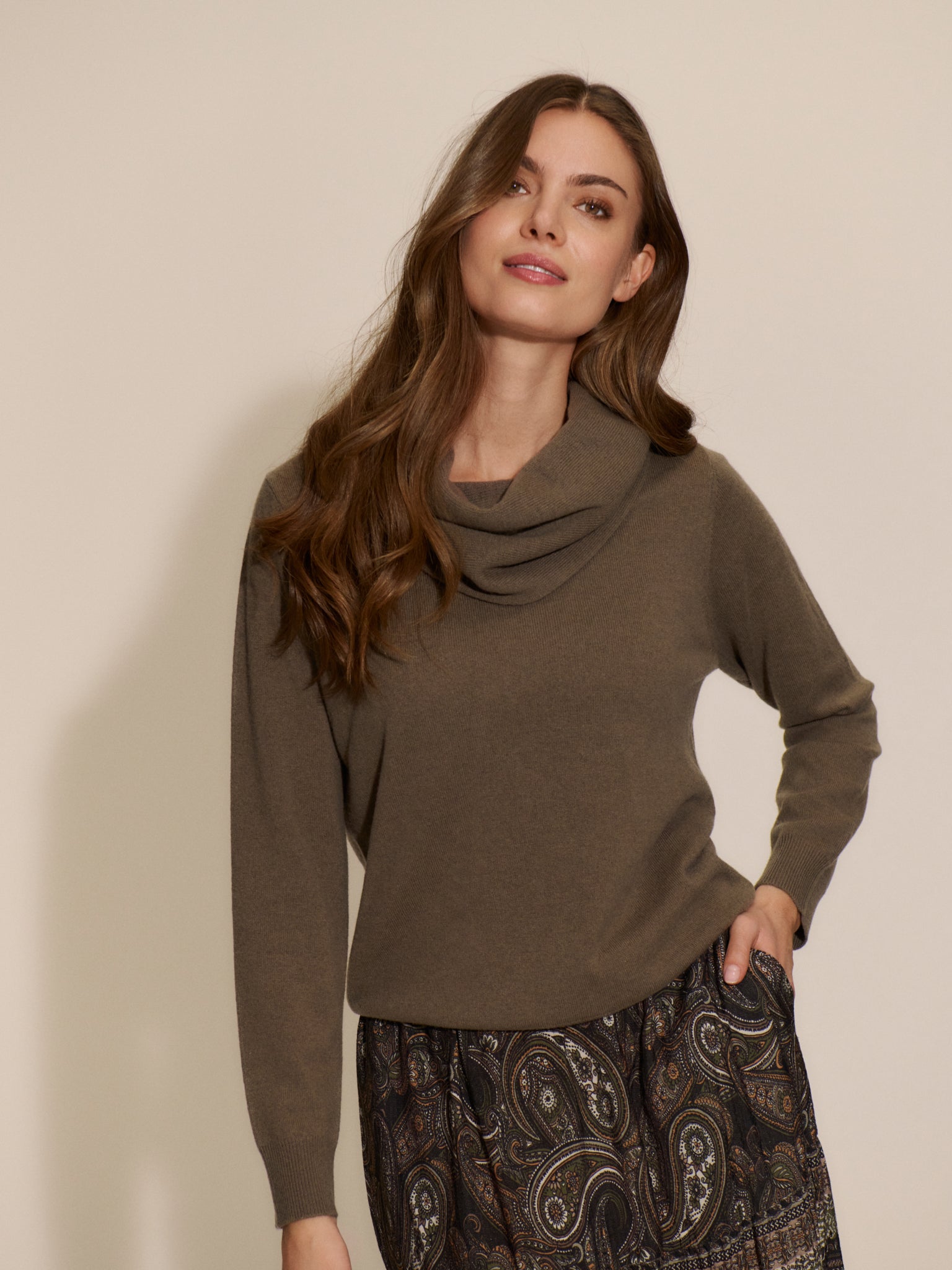 RWLaica Cashmere Long Sleeve Waterfall Collar Pullover PULLOVER Rosemunde Woman