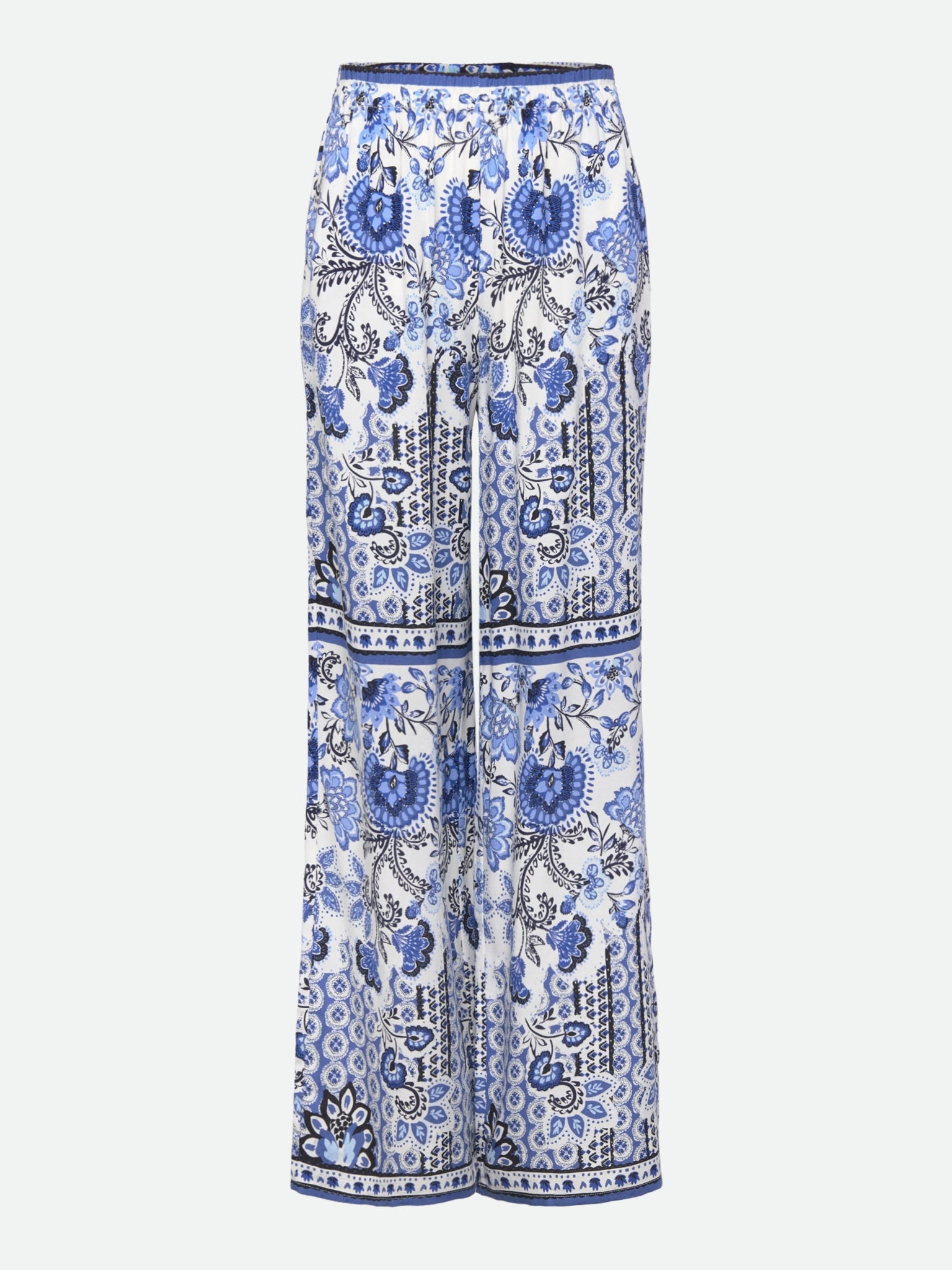 RKElif MW Wide Trousers TROUSERS Rosemunde Woman 128 blue boho print