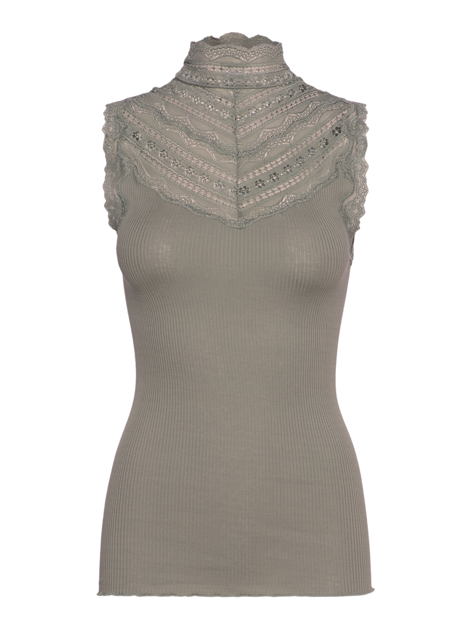RWBenita Silk SL Turtleneck Lace Top TOP Rosemunde Woman XS dried sage