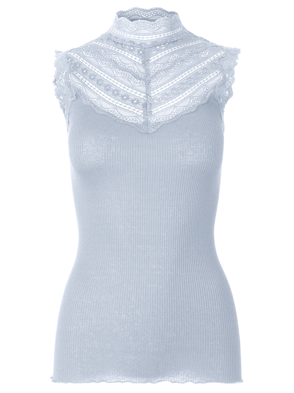 RWBenita Silk SL Turtleneck Lace Top